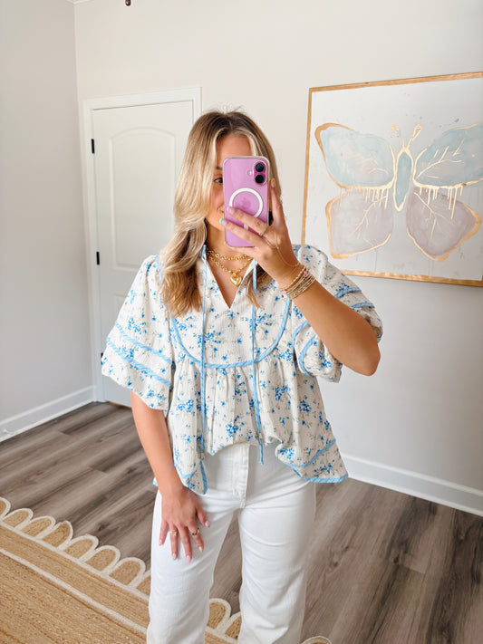 Blue Floral Top