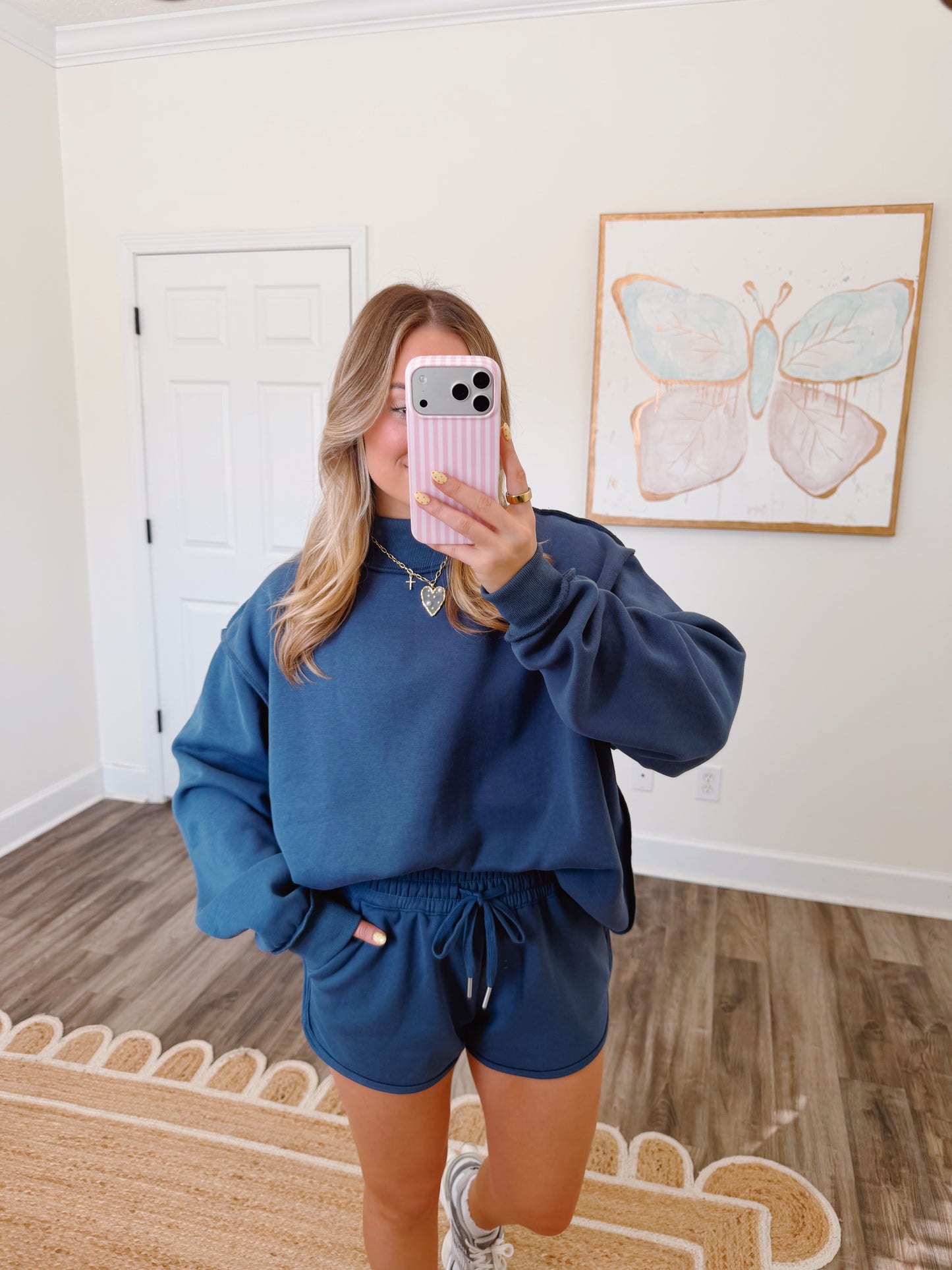 Navy Oversized Mockneck