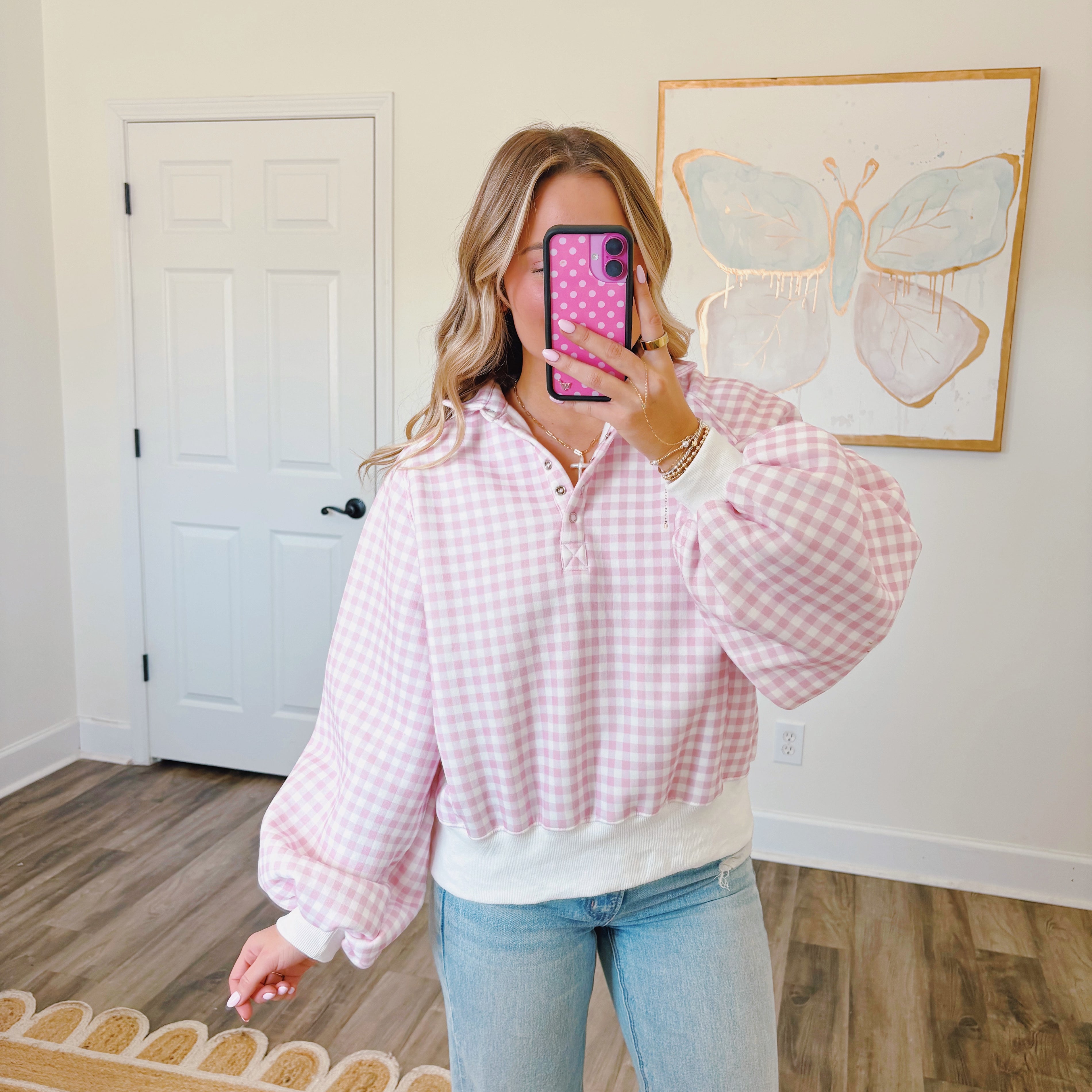 Gingham Pullover Top