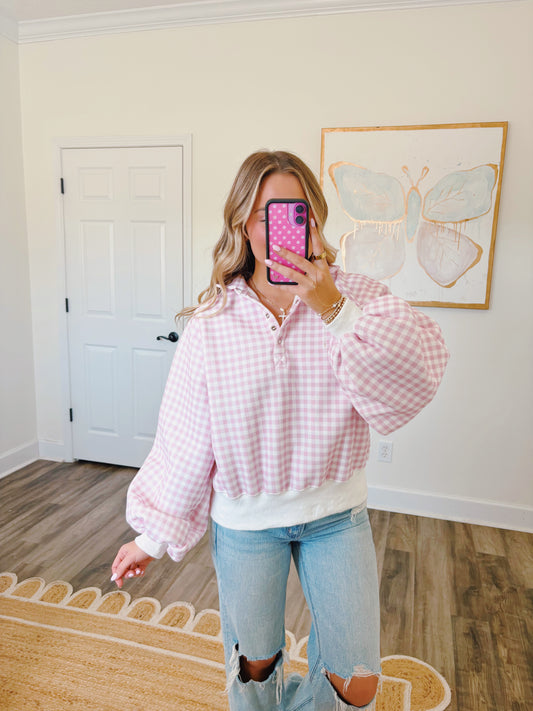 Gingham Pullover Top