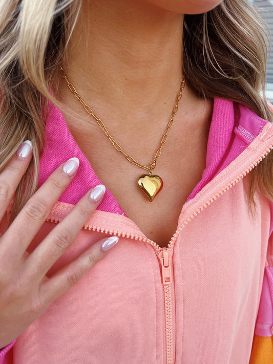 Chain Link Chunky Heart Necklace