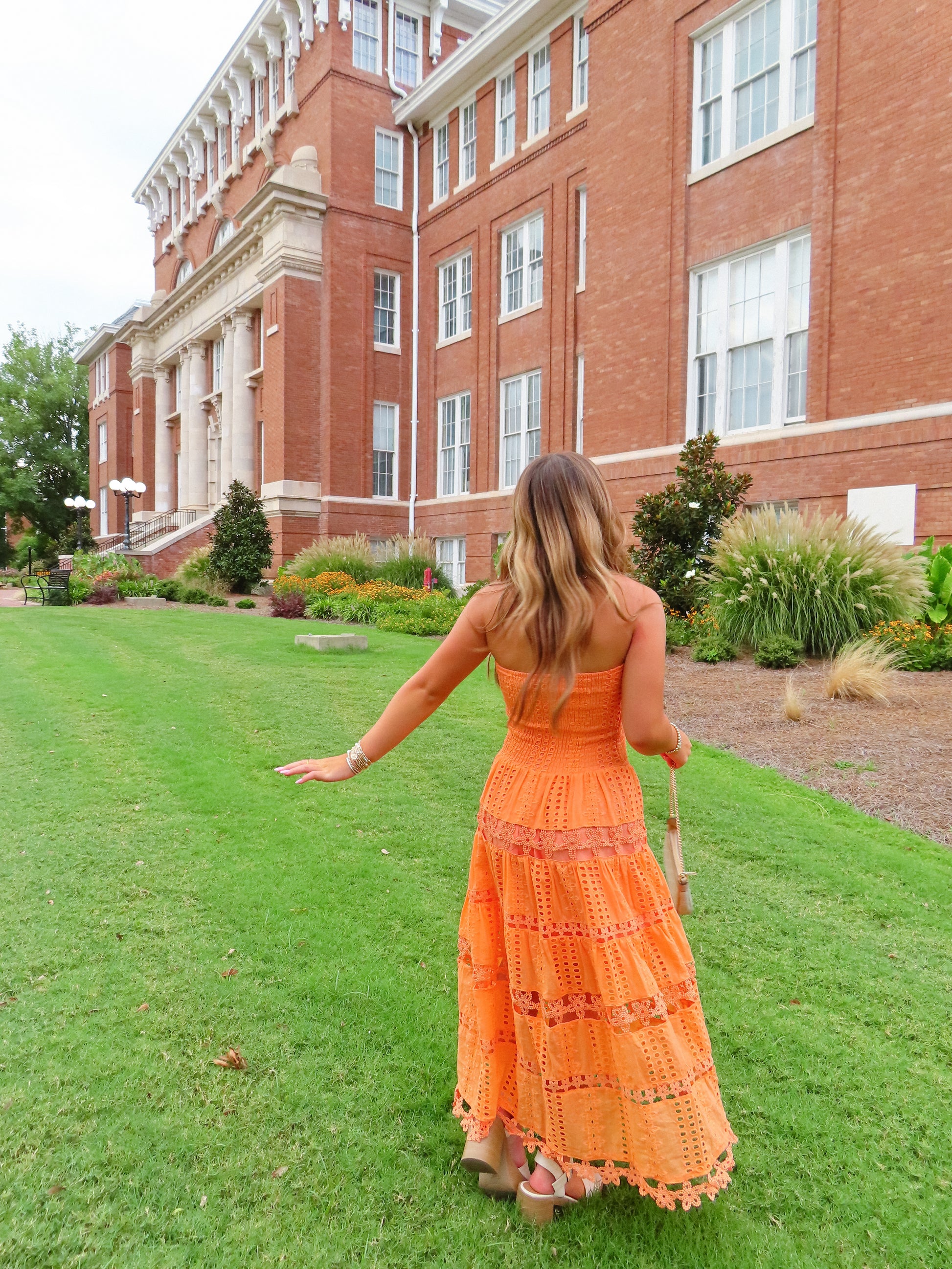 Sophie Eyelet Dress in Orange
