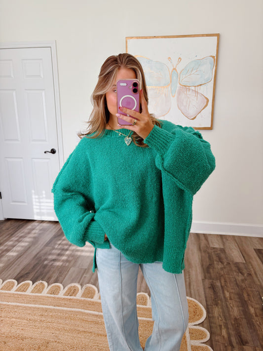 Oversized Poppy Sweater in Green