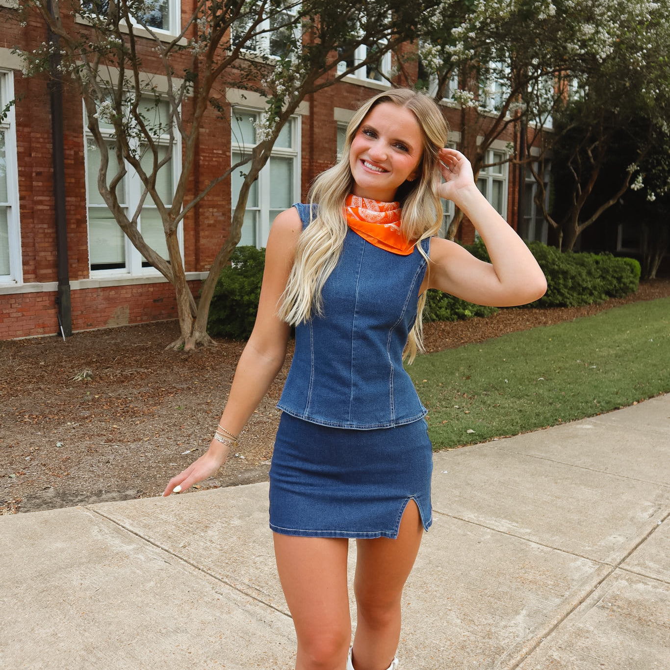 Dark Denim Skirt Set