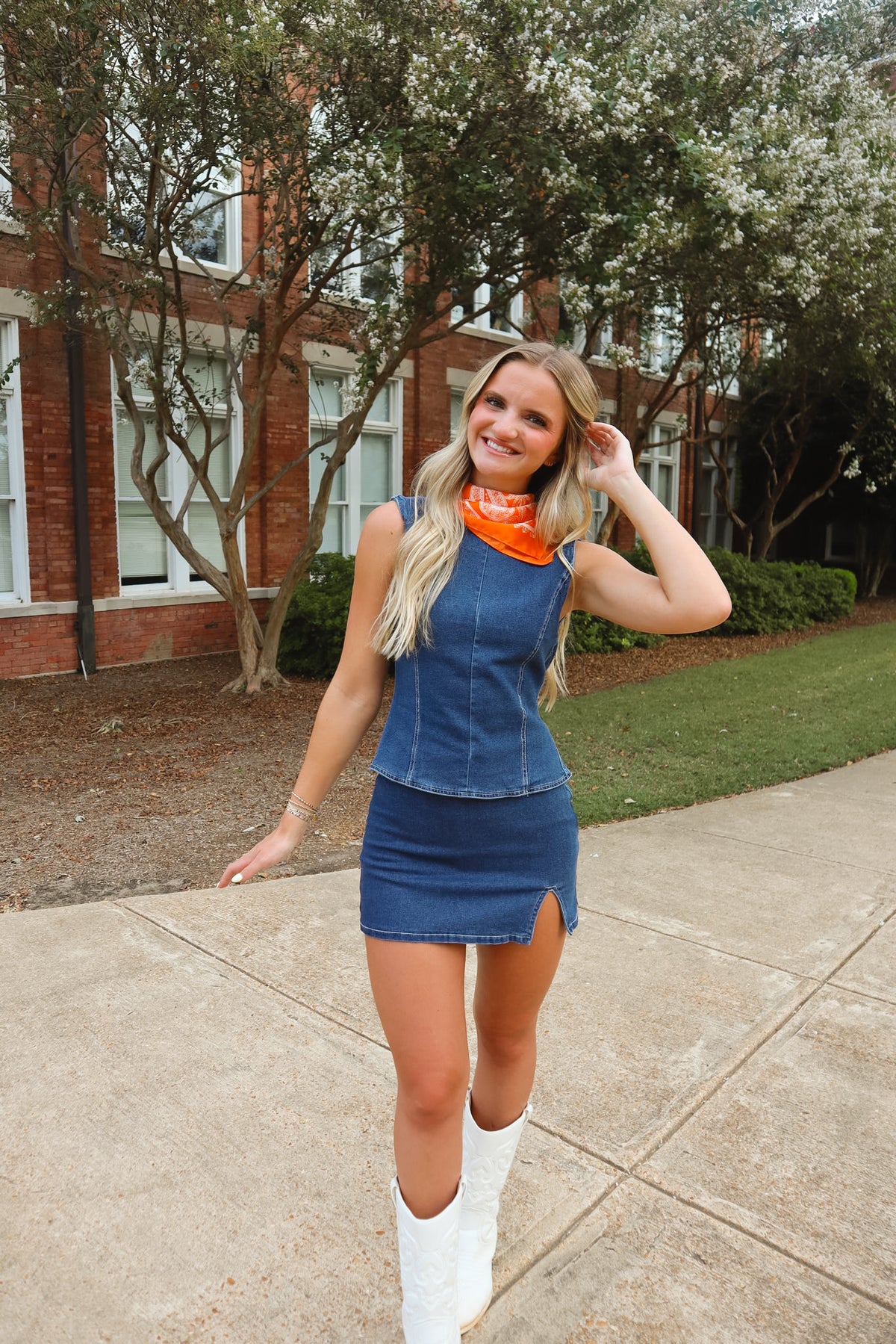 Dark Denim Skirt Set