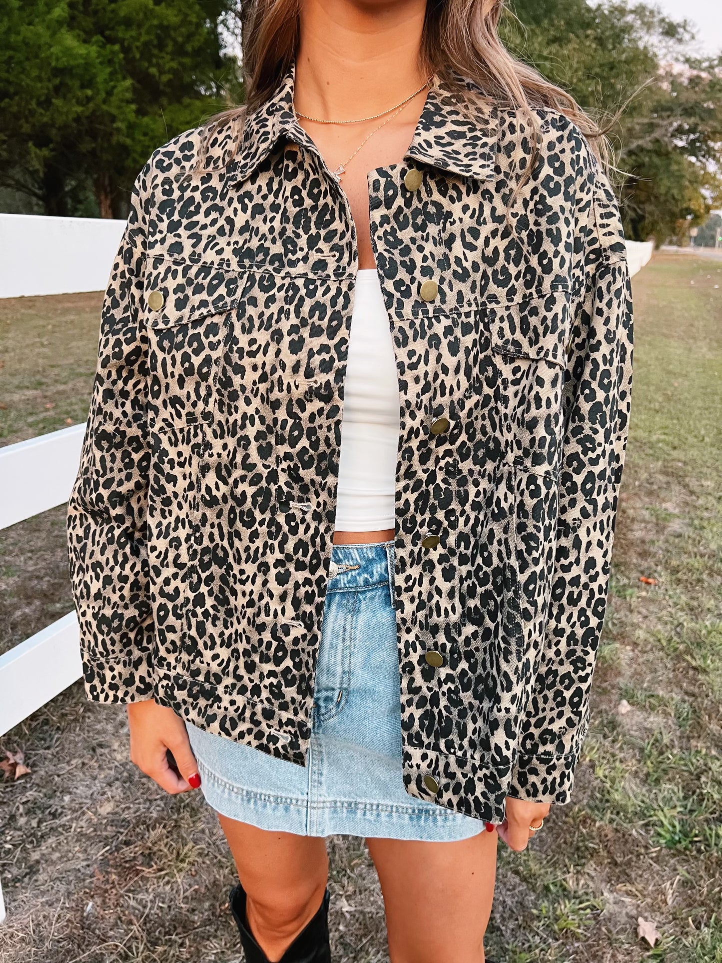 Oversized Leopard Trucker Jacket