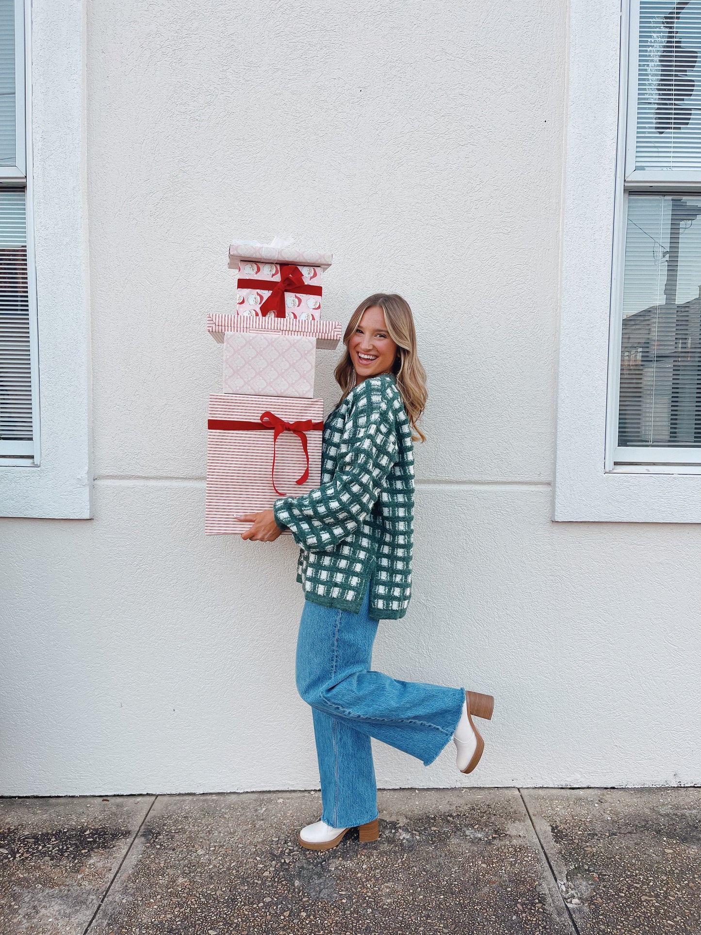 Feelin' Grinchy Checkered Sweater