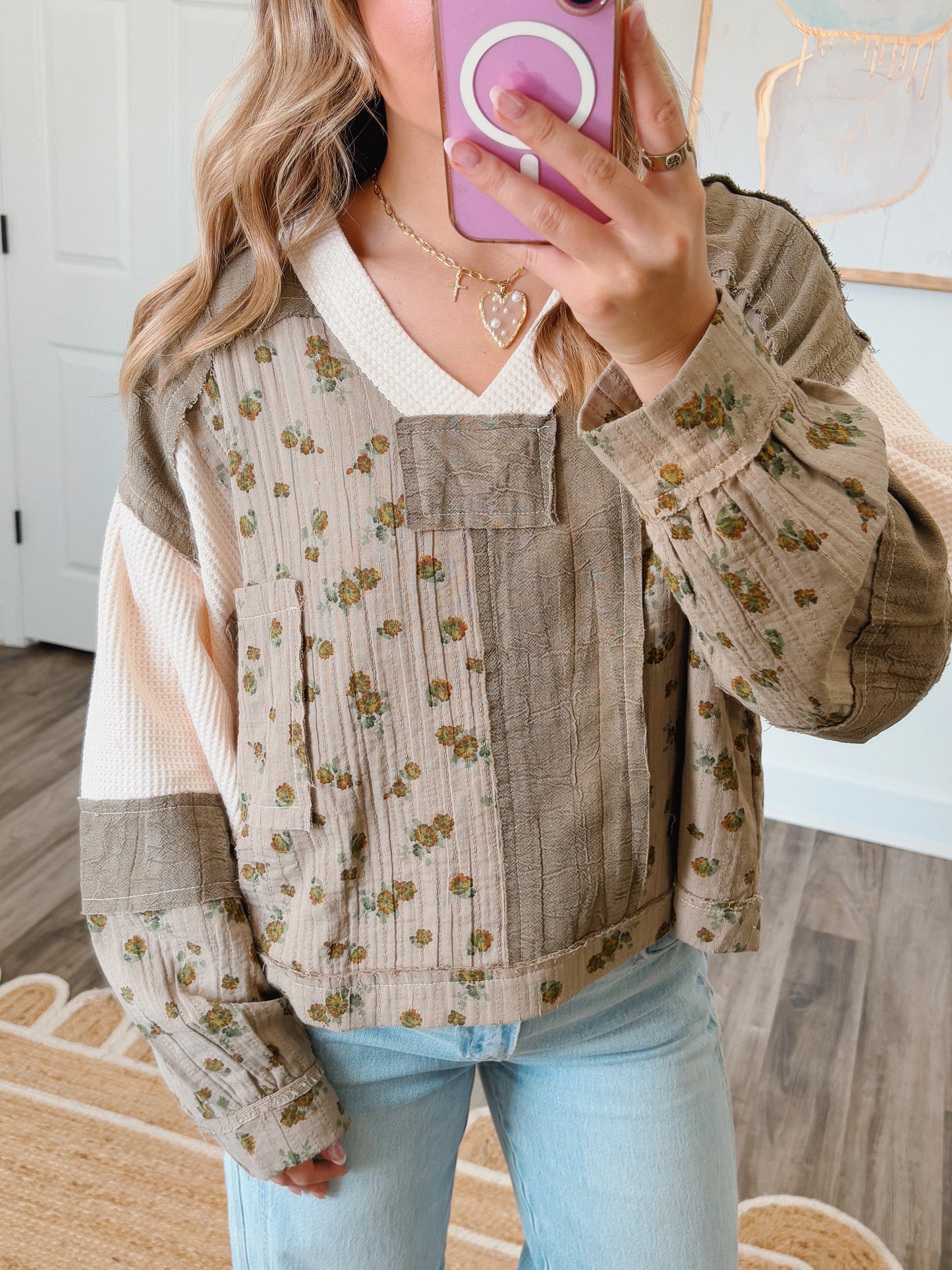 Dark Sage Floral Top