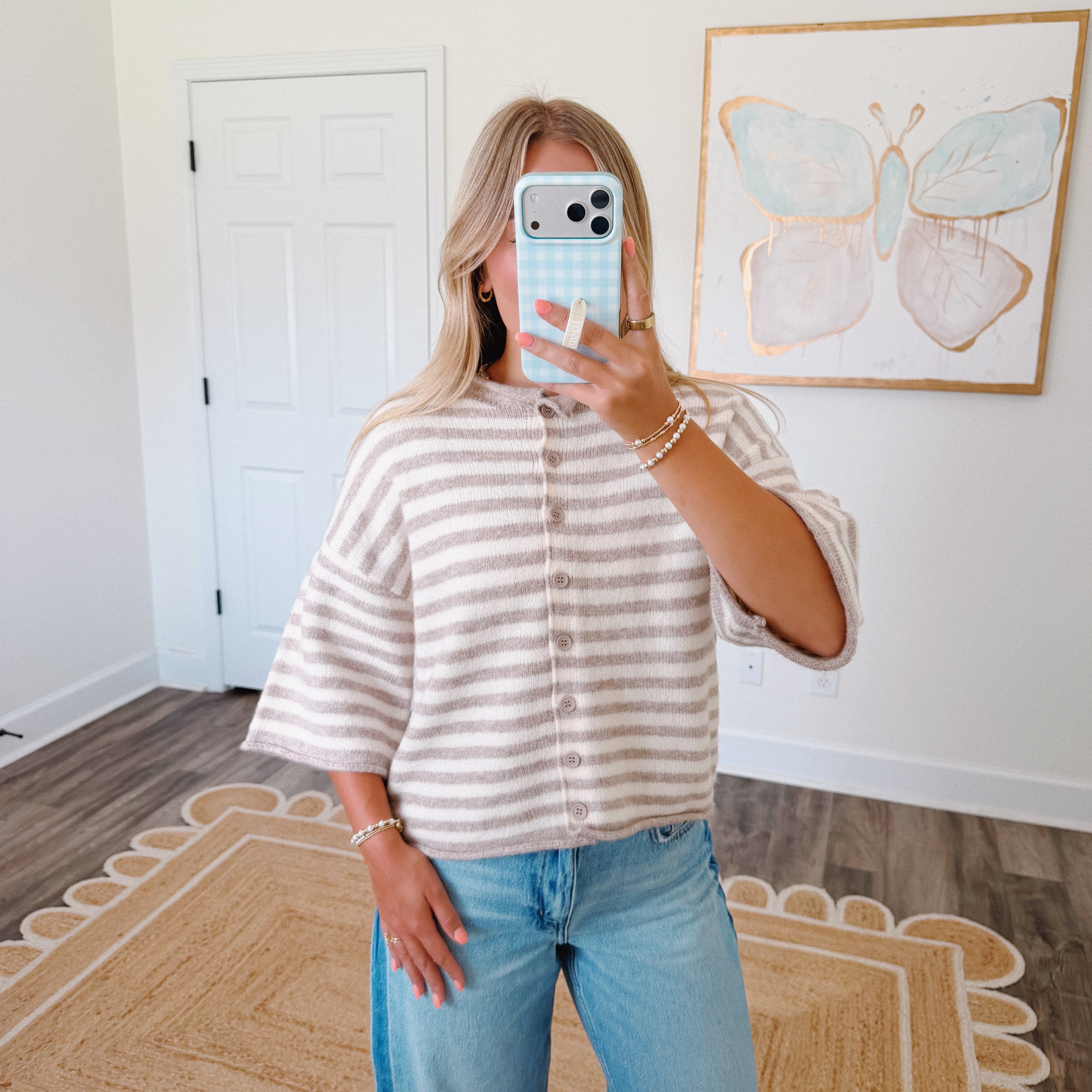 Oat Milk Striped Cardigan