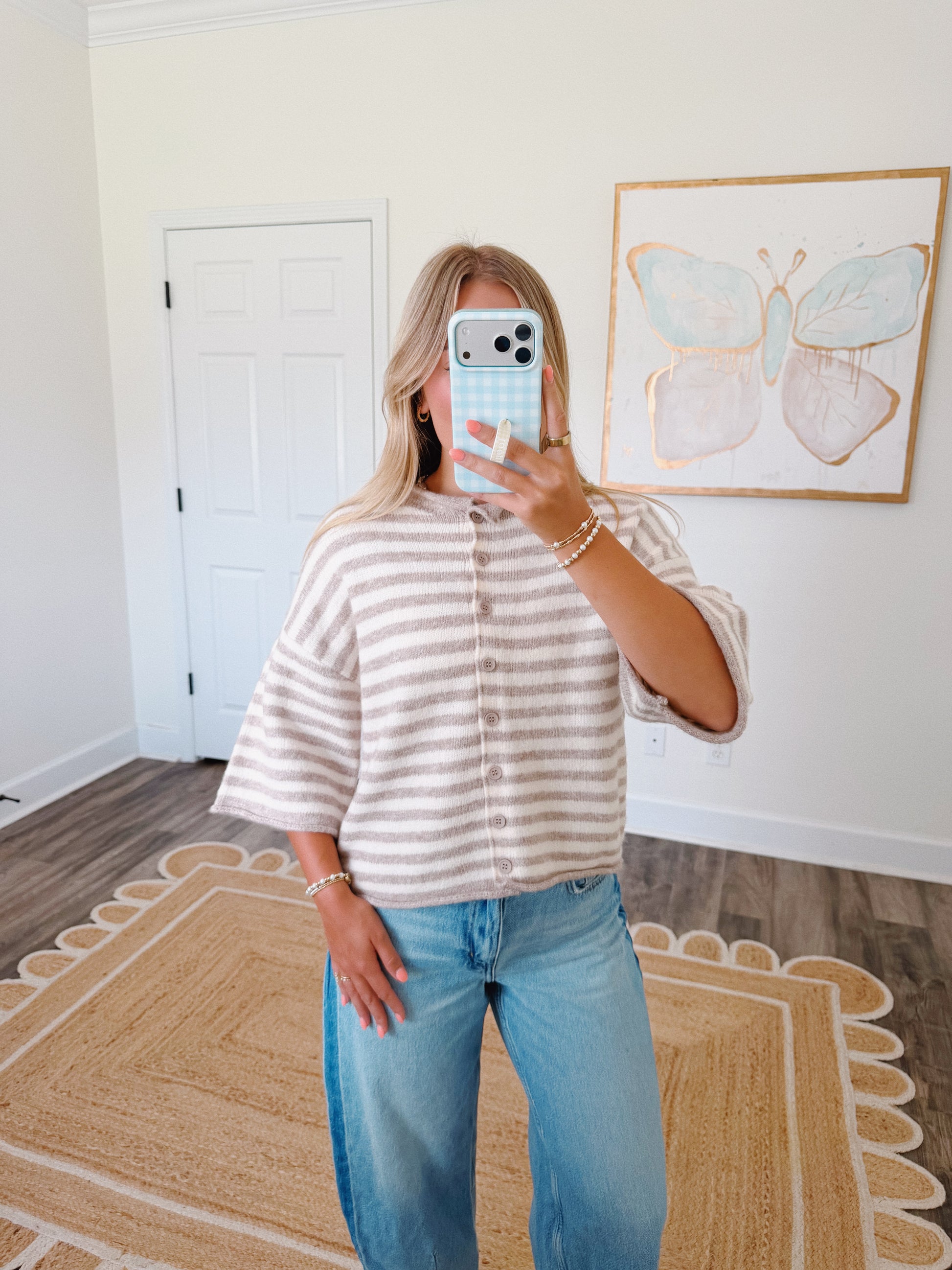 Oat Milk Striped Cardigan
