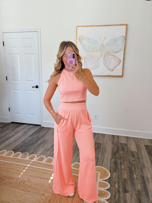 Go To Comfy Set Neon Coral
