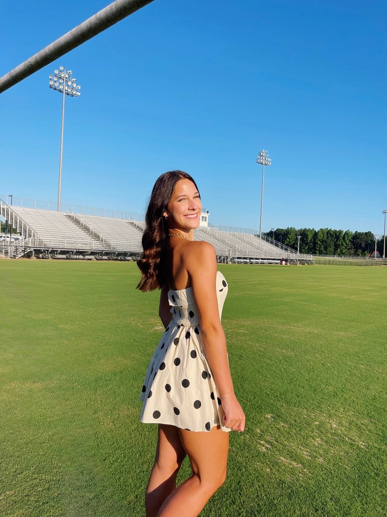 Polka Dot Strapless Romper