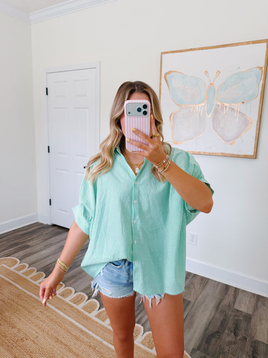 Daisy Stripe Top Green