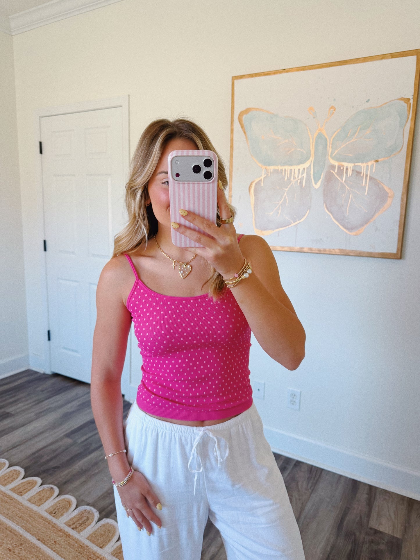 Polka Dot Tank Fuchsia