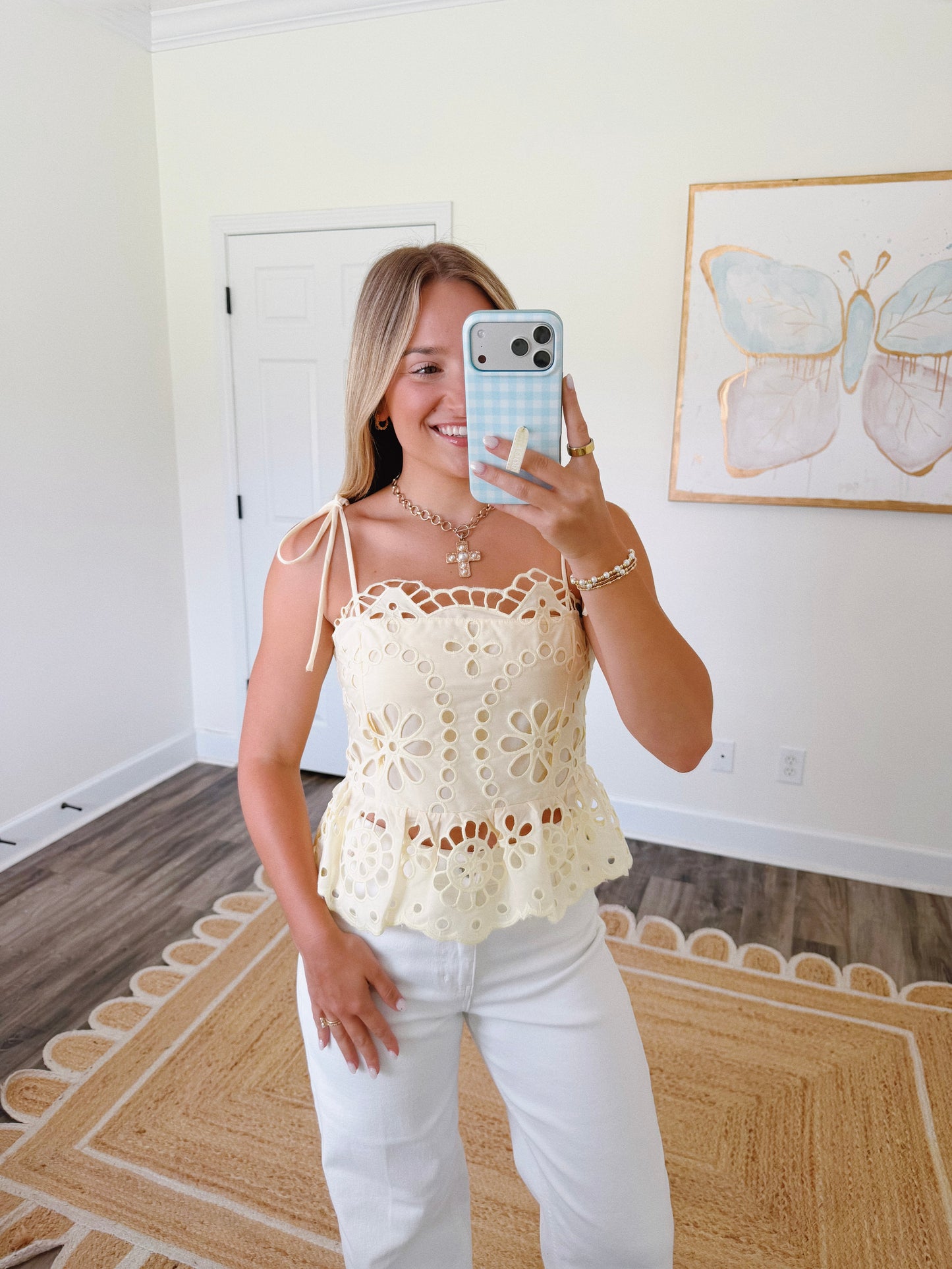 Darling Eyelet Top in Yellow