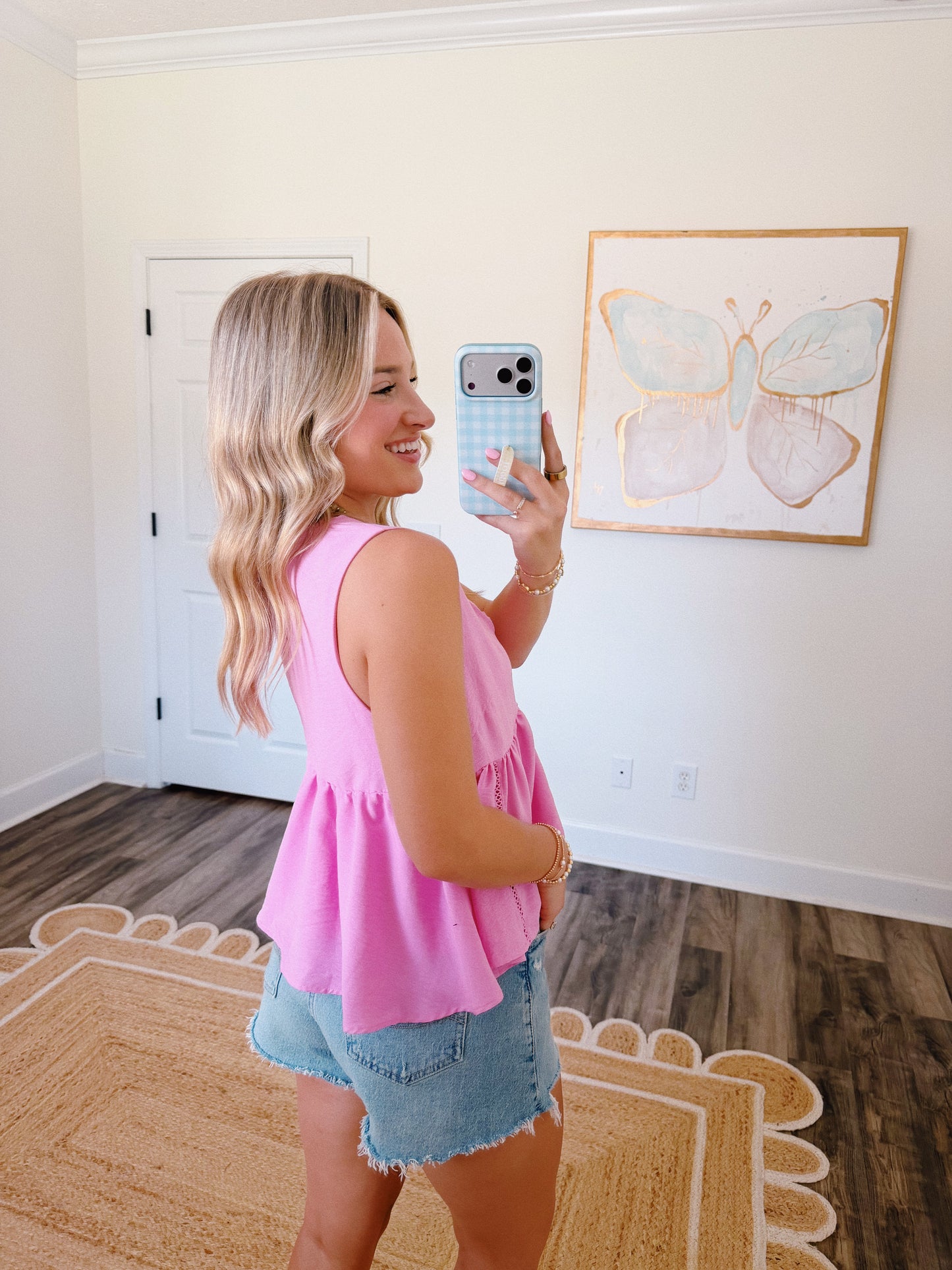 Pink Tie Babydoll Top