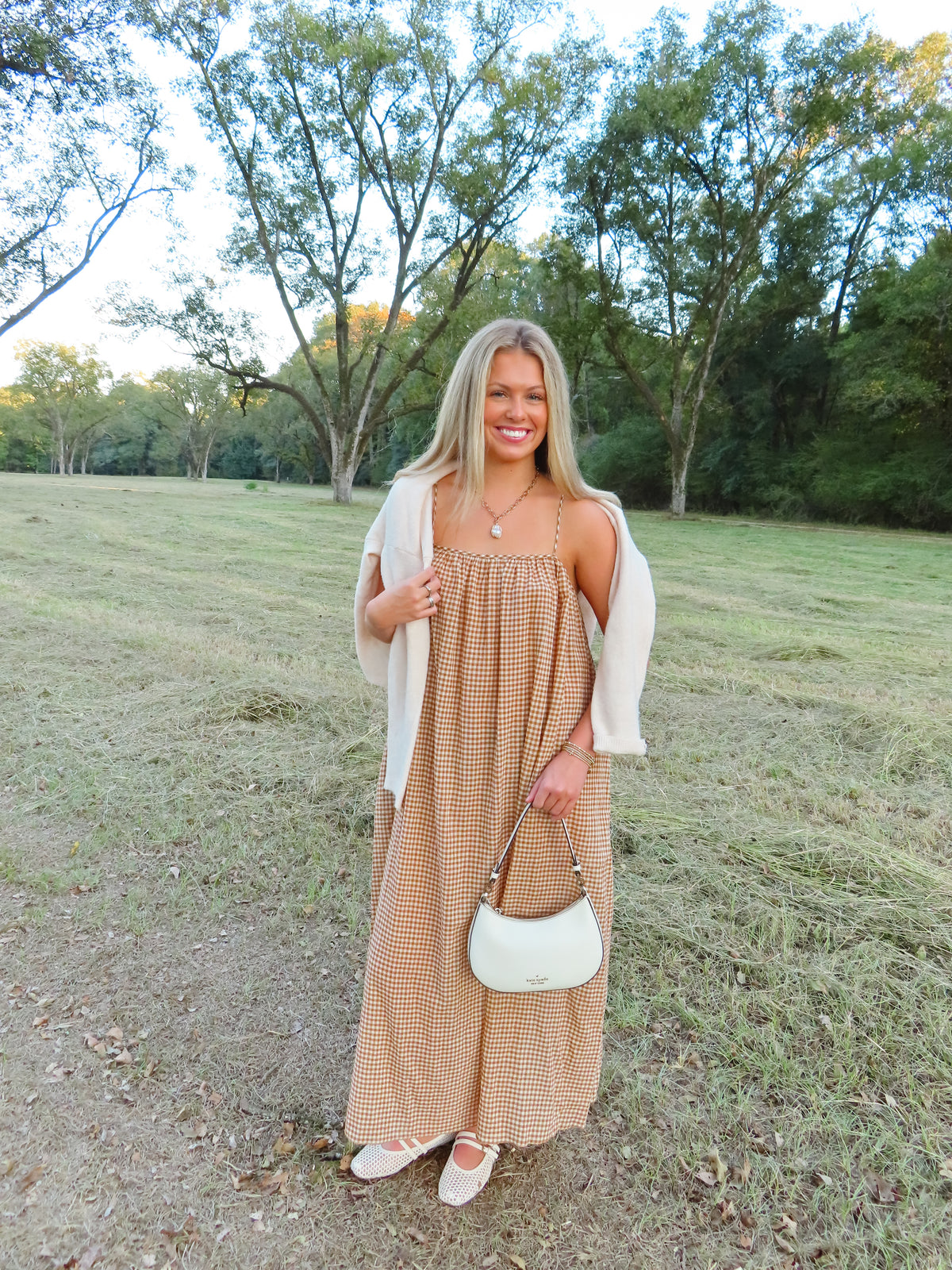 Maple Gingham Maxi Dress