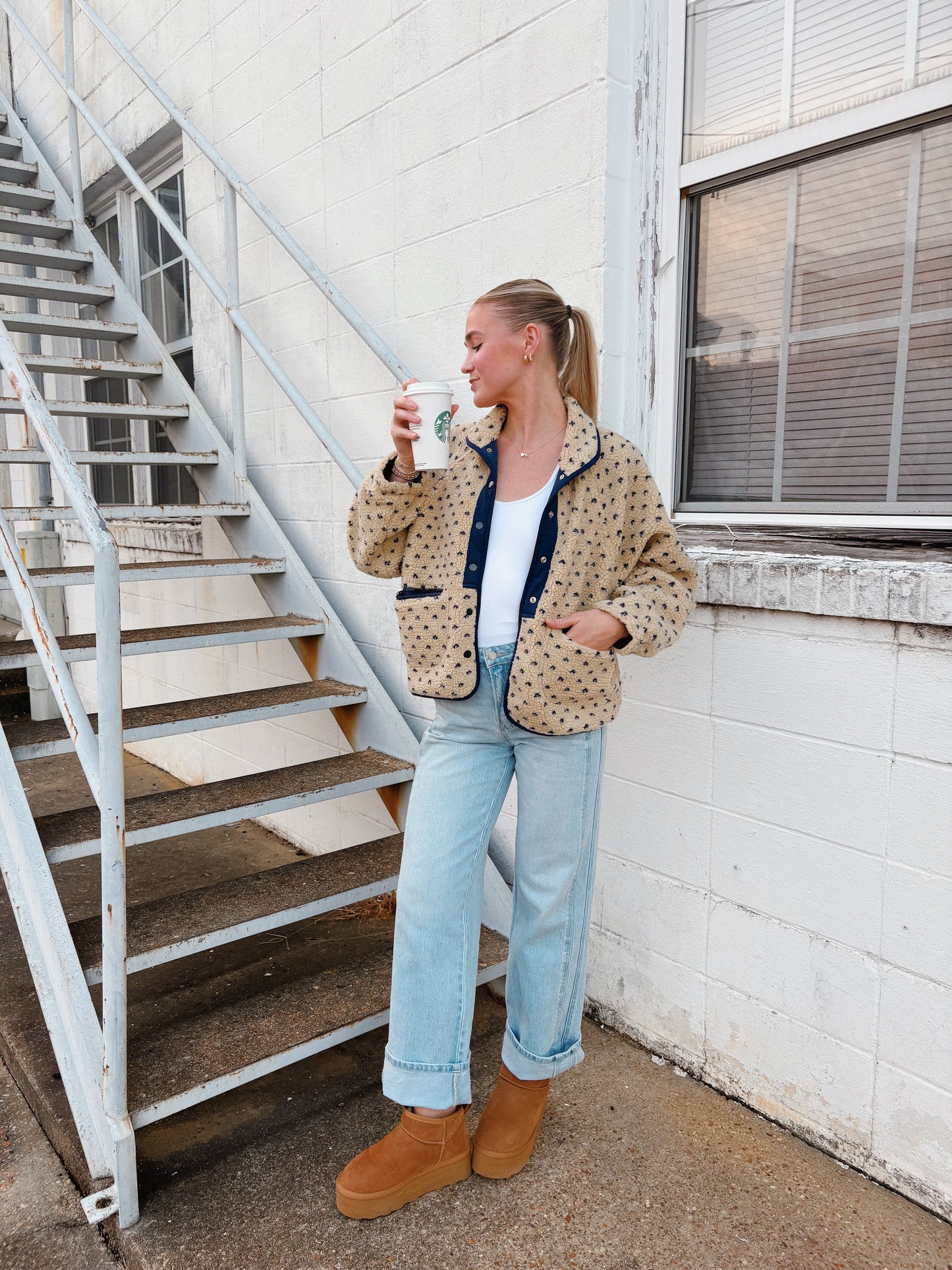 Polka Dot Sherpa Jacket