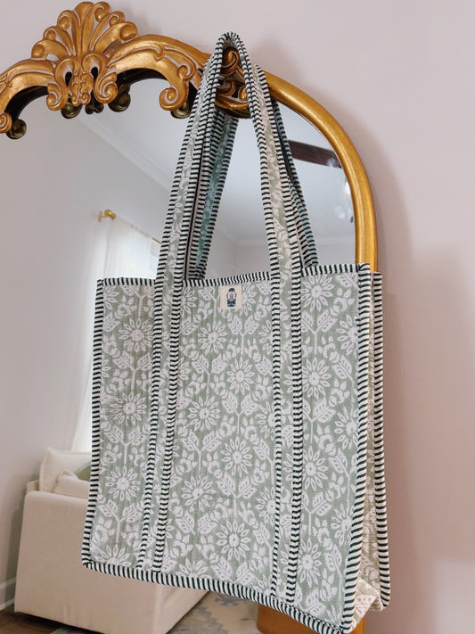 Georgia Green Quilted Tote Bag
