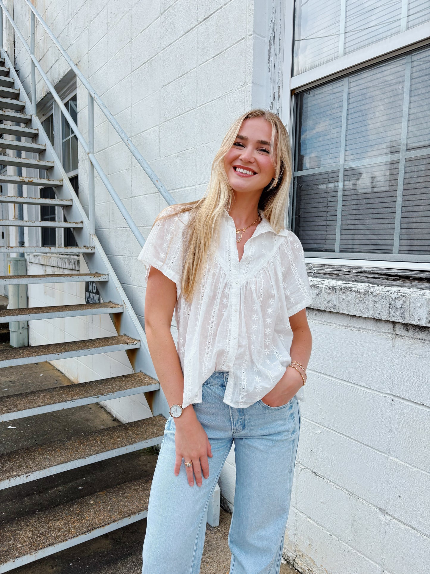 White Flutter Sleeve Top