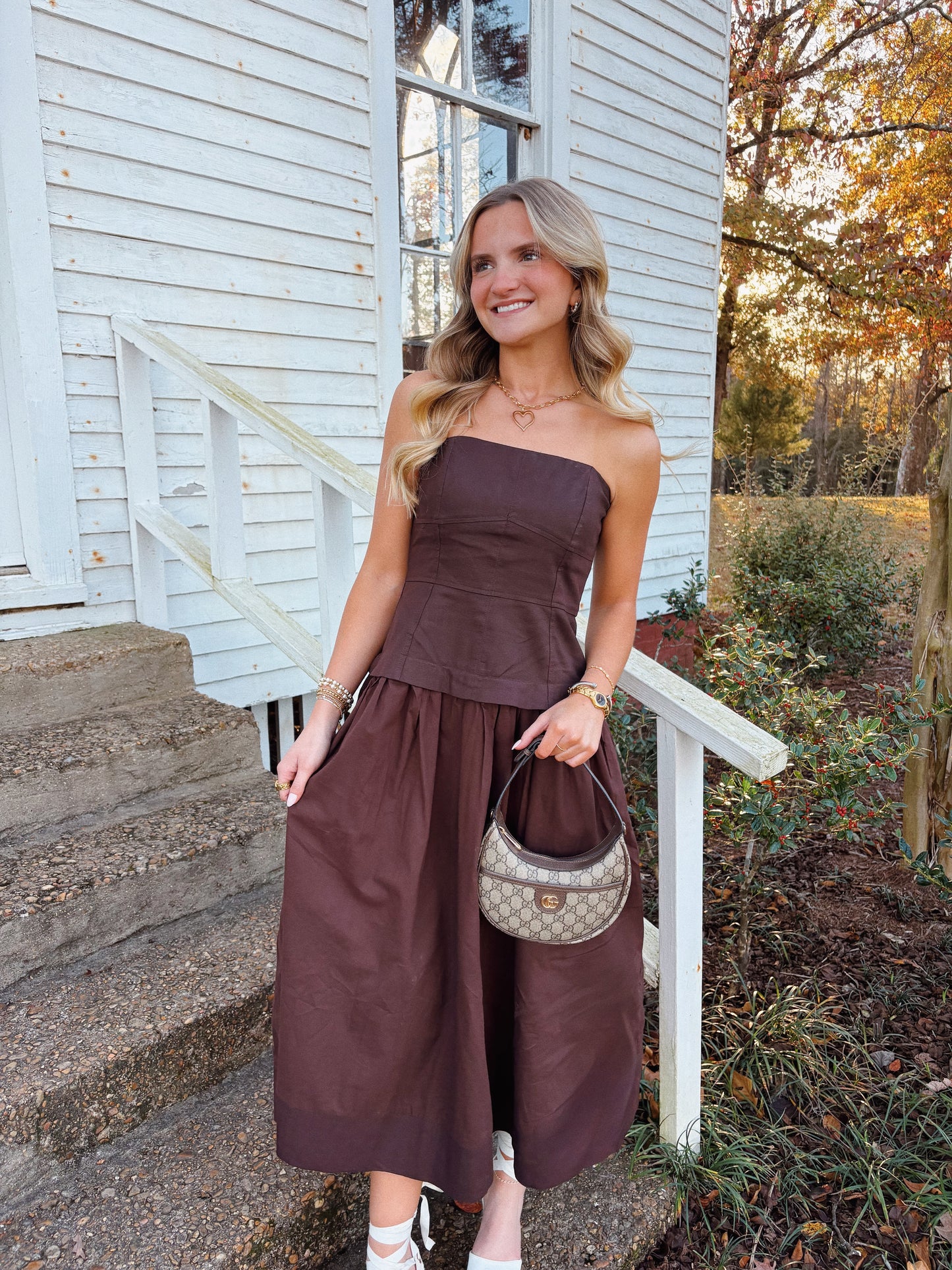 Micah Midi Dress in Chocolate