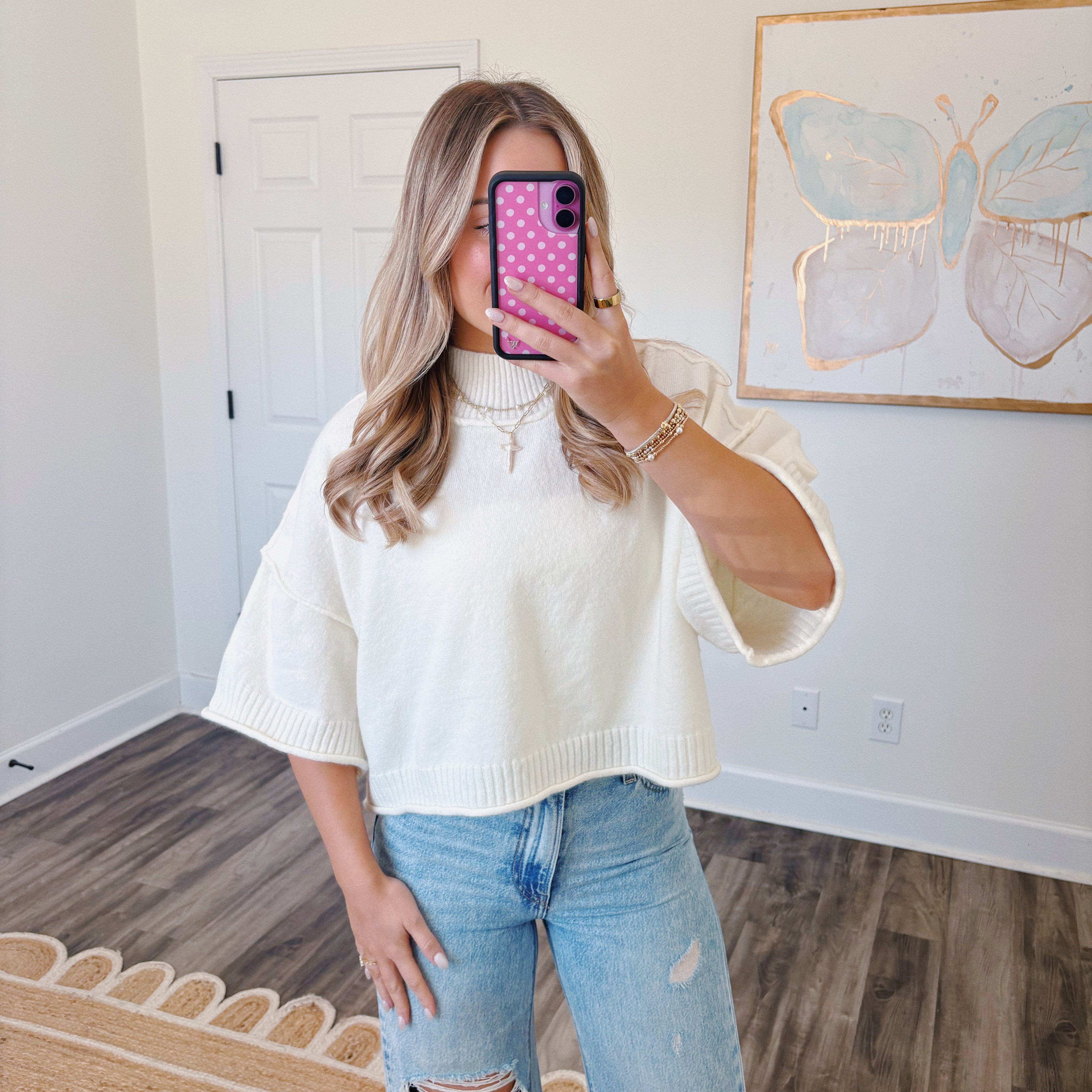Ivory Mock Neck Sweater Top