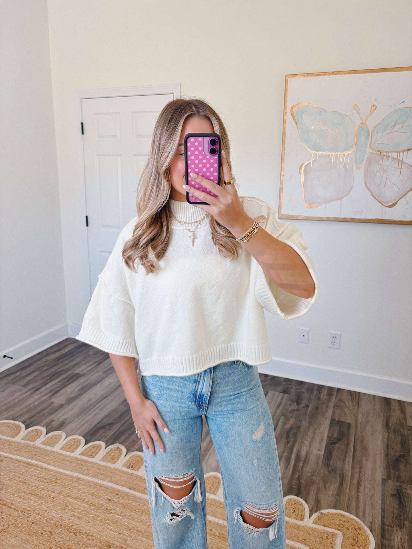 Ivory Mock Neck Sweater Top