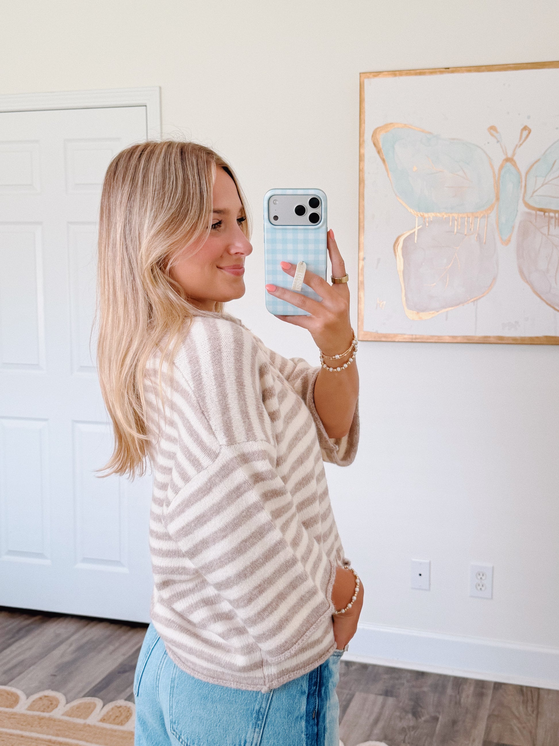 Oat Milk Striped Cardigan