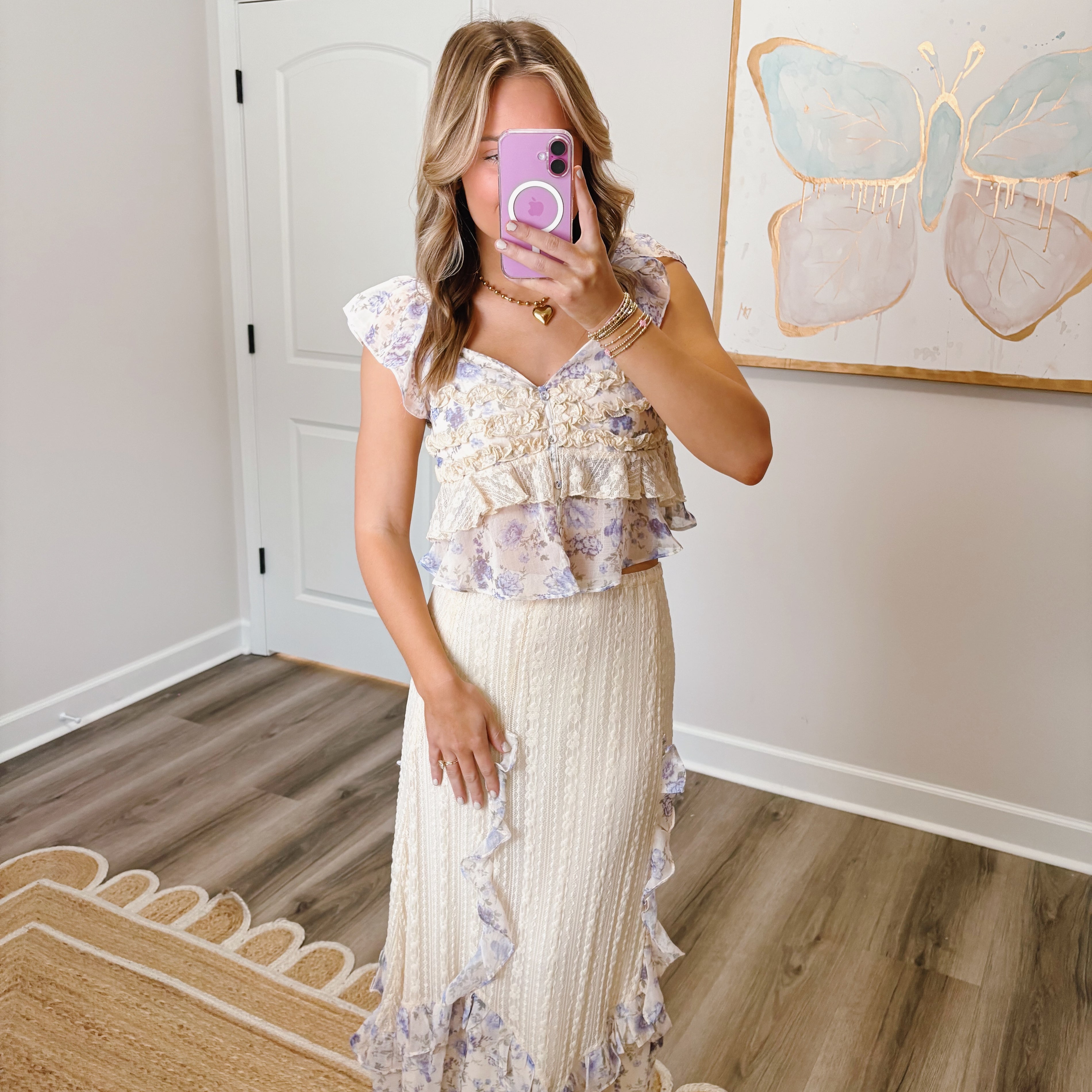 Ruffles and Lace Set in Lavender