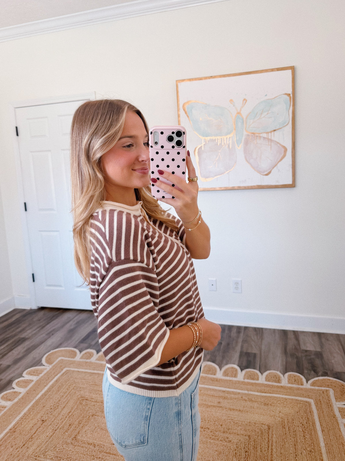 Neutral Girl Striped Cardigan