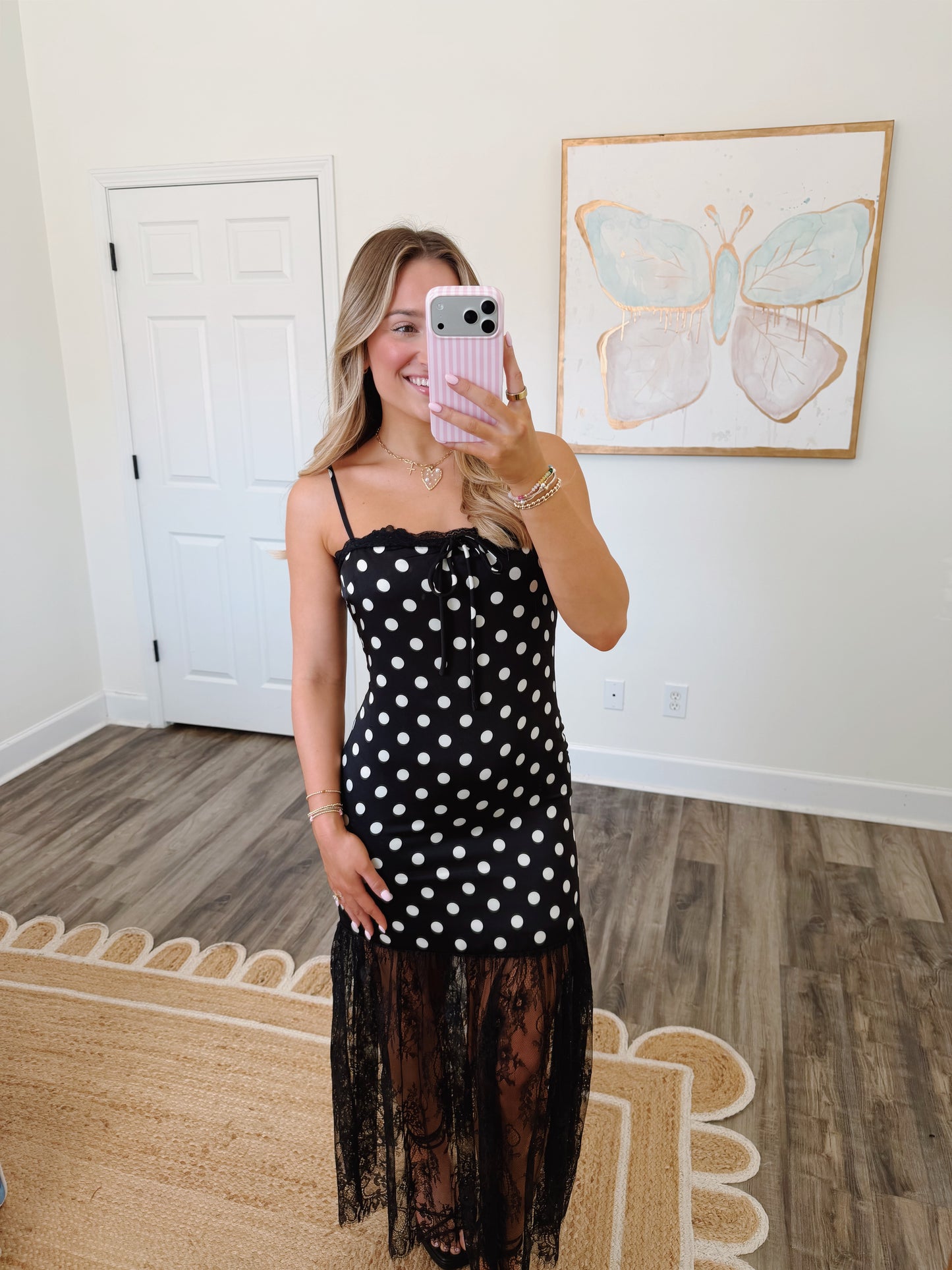 Polka Dot Lace Dress Black