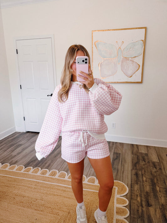 Pink Gingham Lounge Set