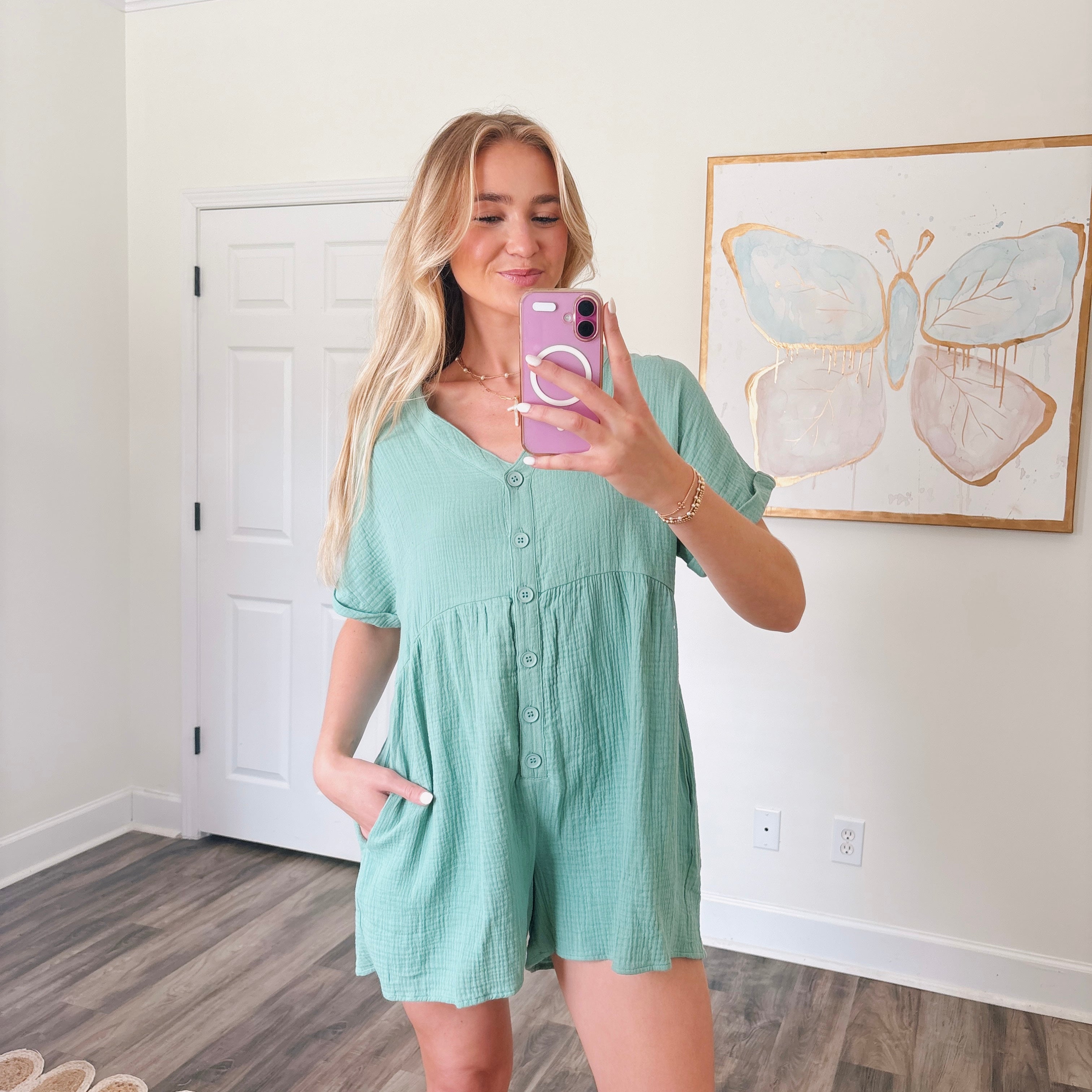 On The Go Romper in Sage