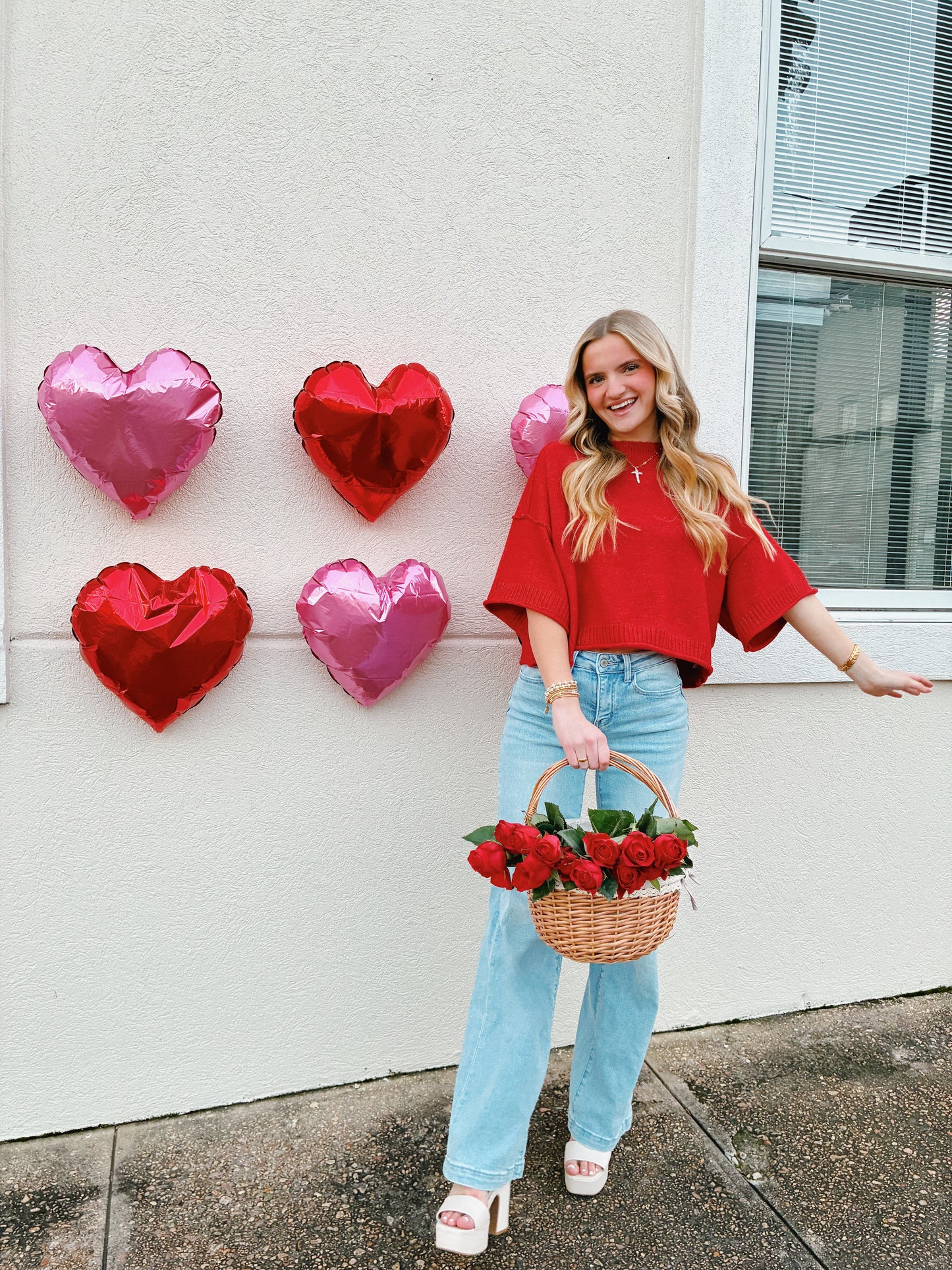 Red Mock Neck Sweater Top