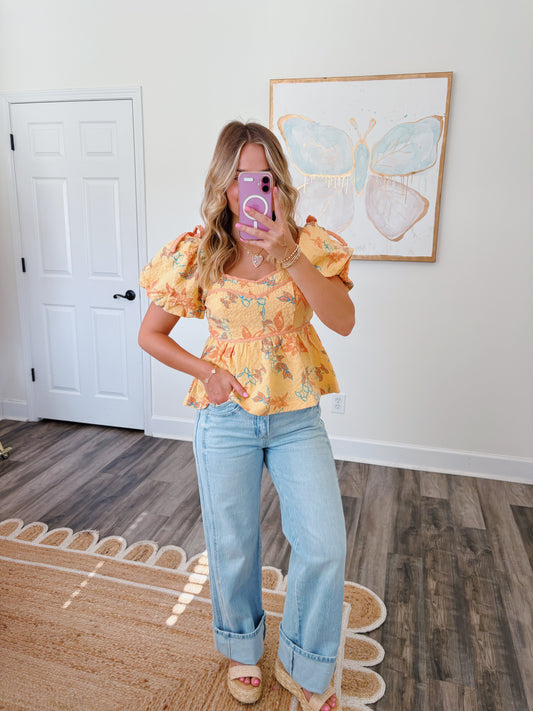 Papaya Peplum Top