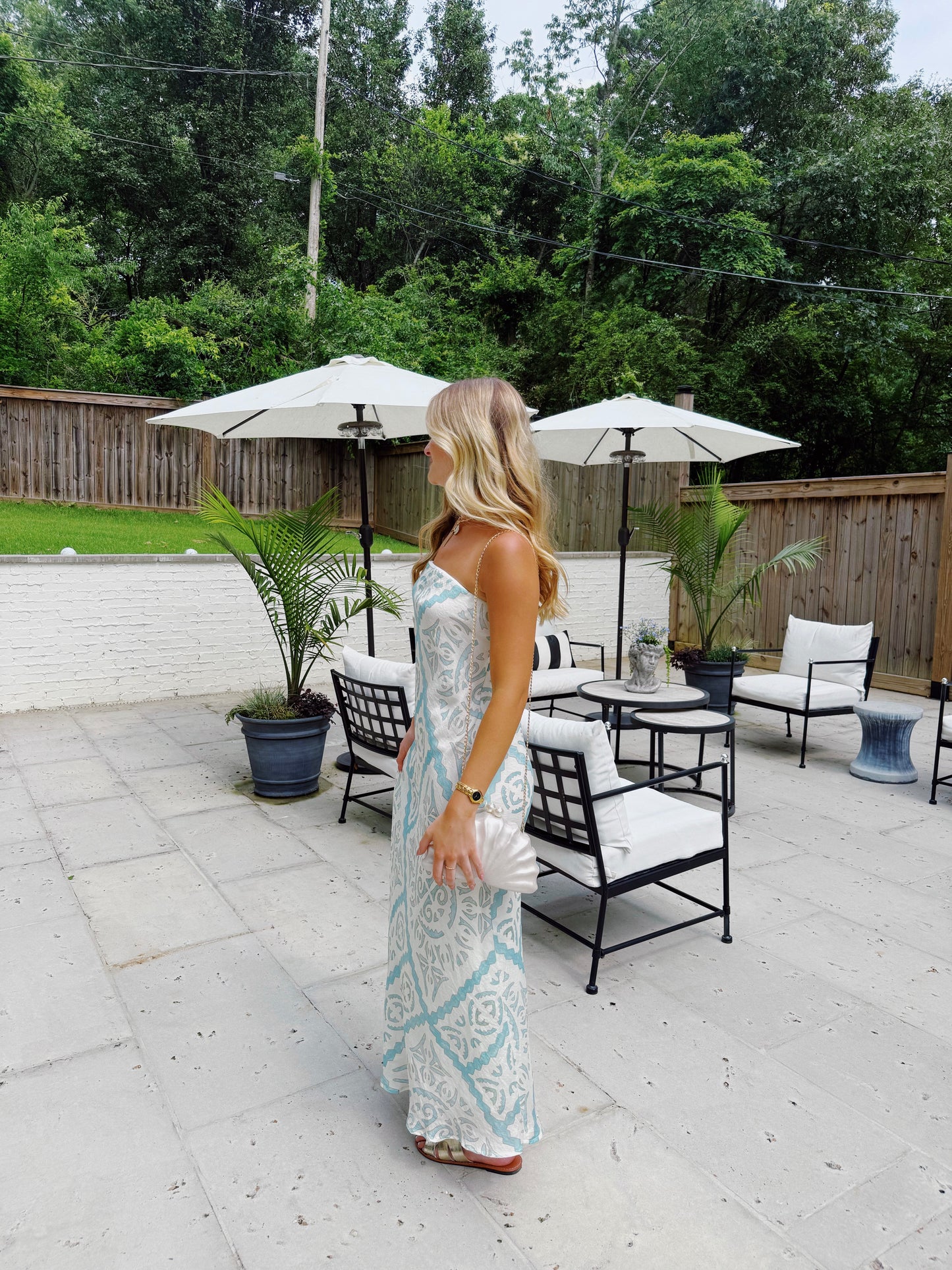 Aqua Abstract Maxi Dress