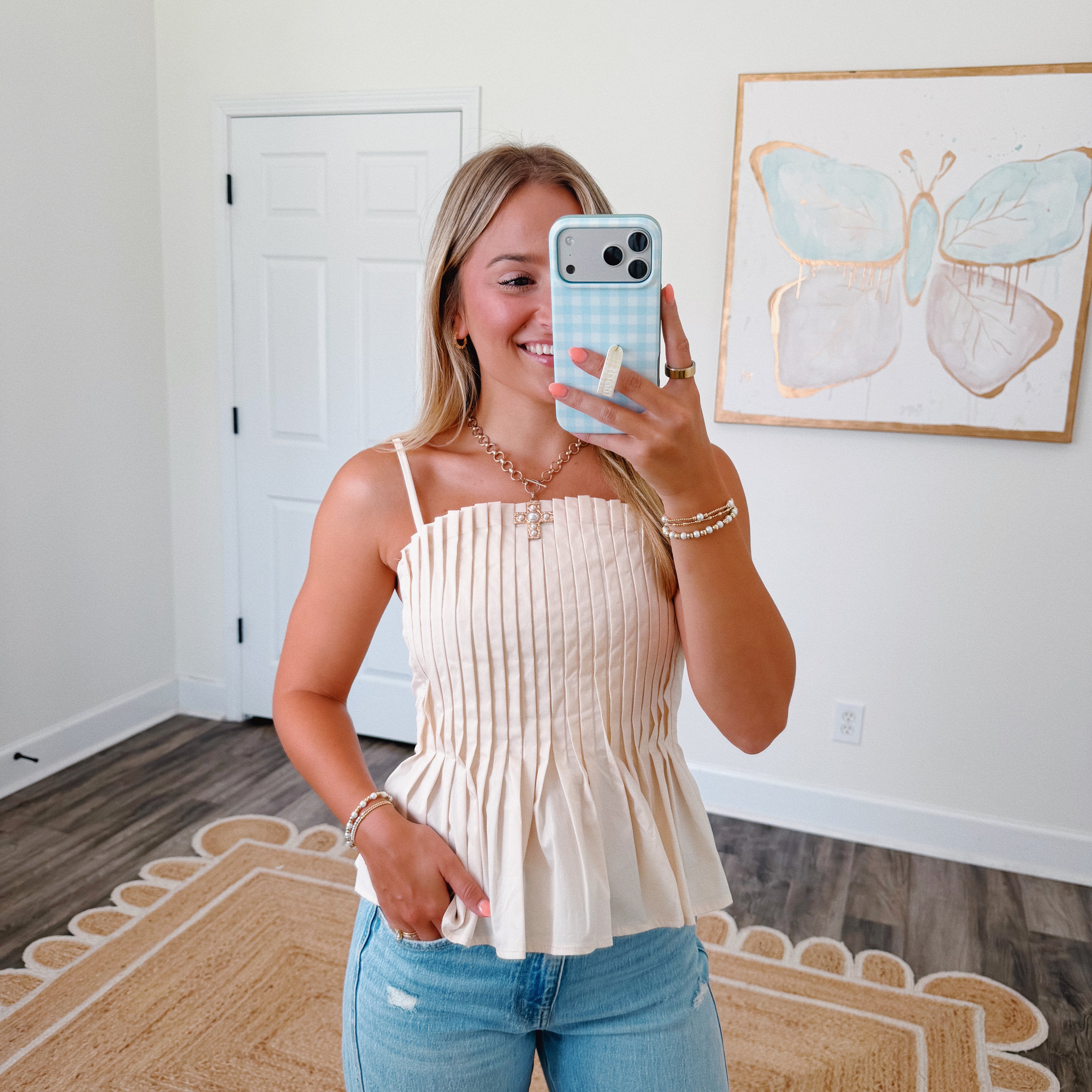 Emmie Pleated Top in Cream