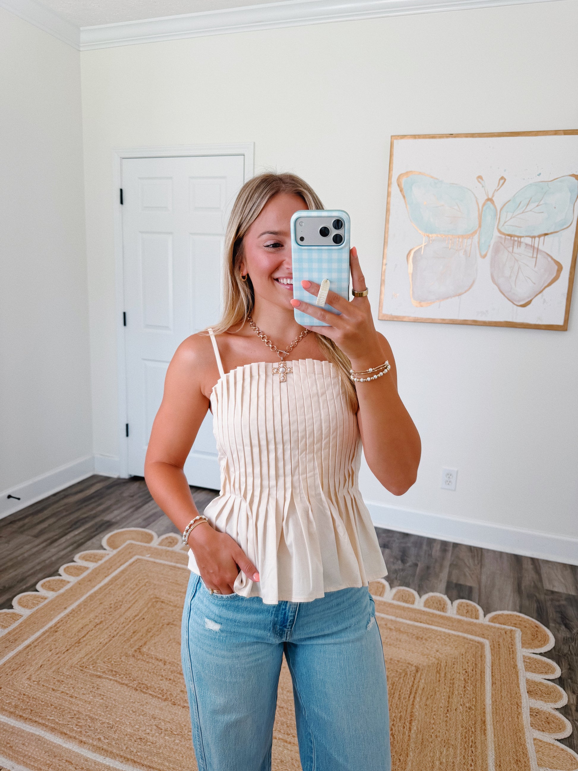 Emmie Pleated Top in Cream