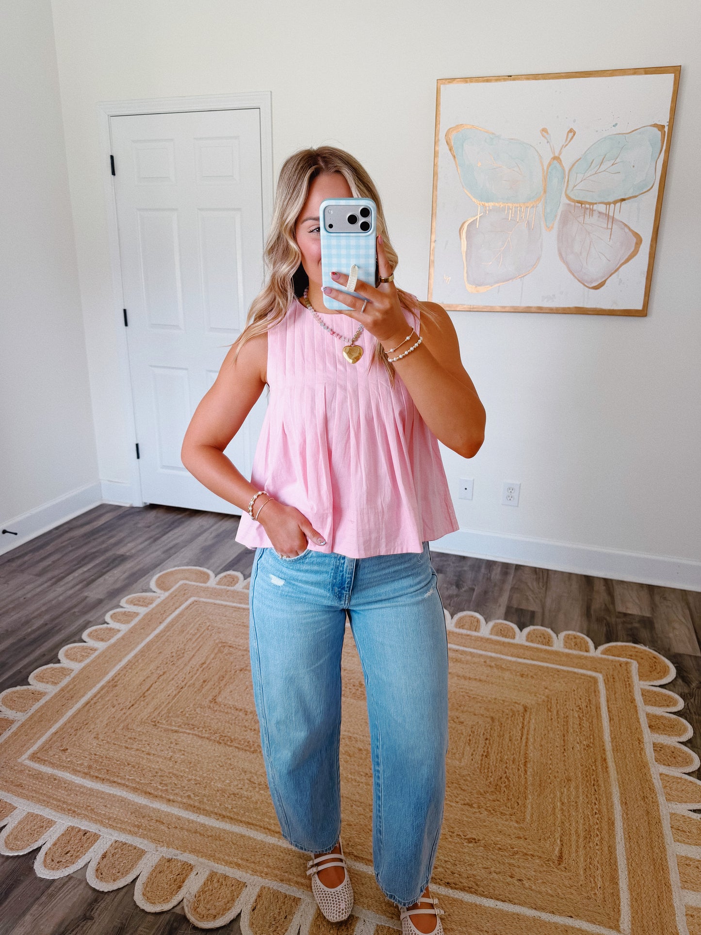 Pink Pleated Top