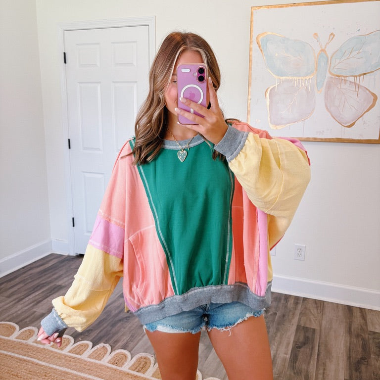 Green Color Pop Pullover
