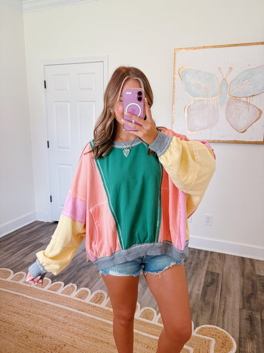 Green Color Pop Pullover
