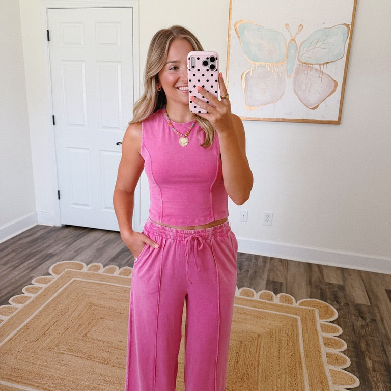 Kylie Mineral Washed Set in Fuschia
