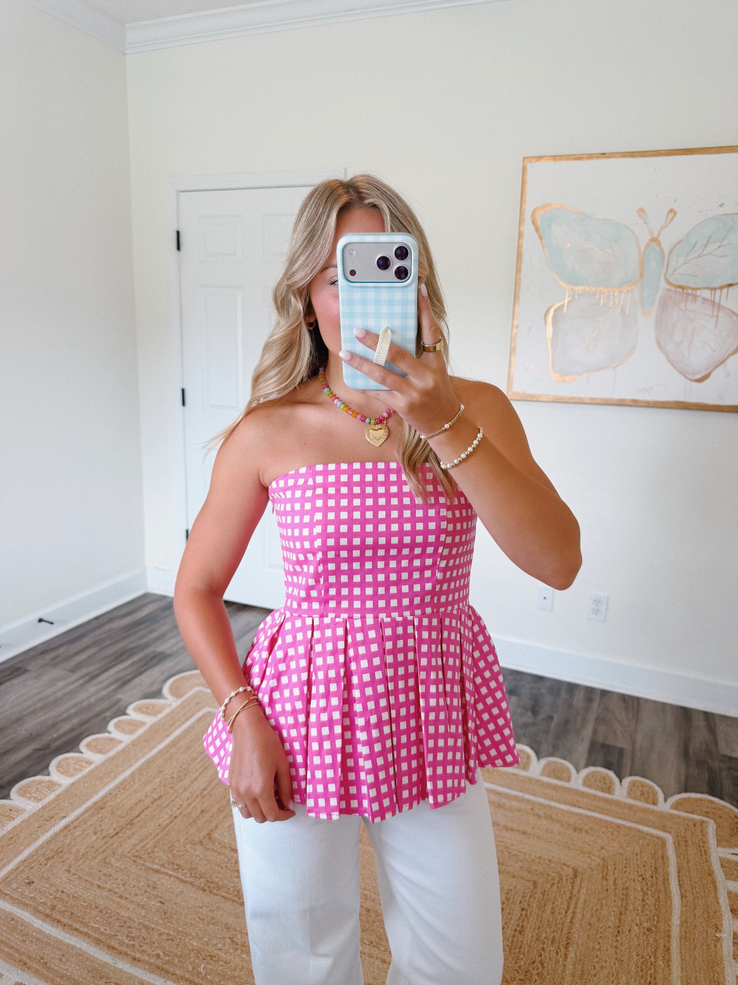 Pink Gingham Top