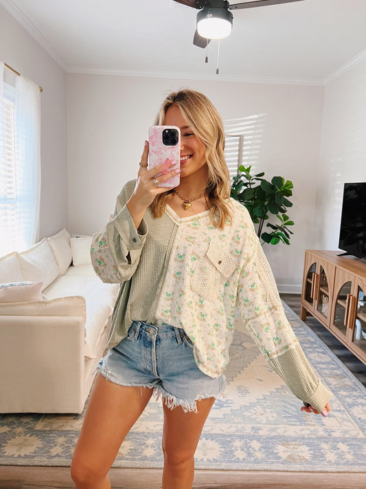 Sage Green Boho Top