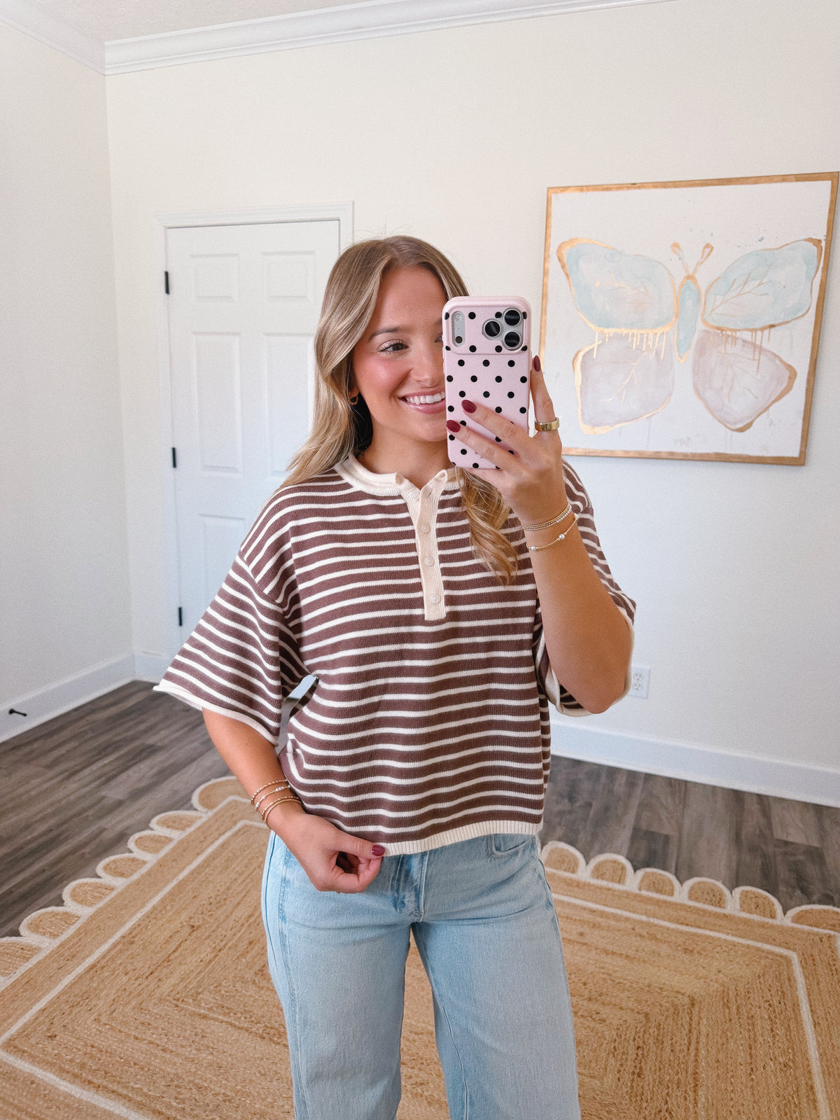Neutral Girl Striped Cardigan