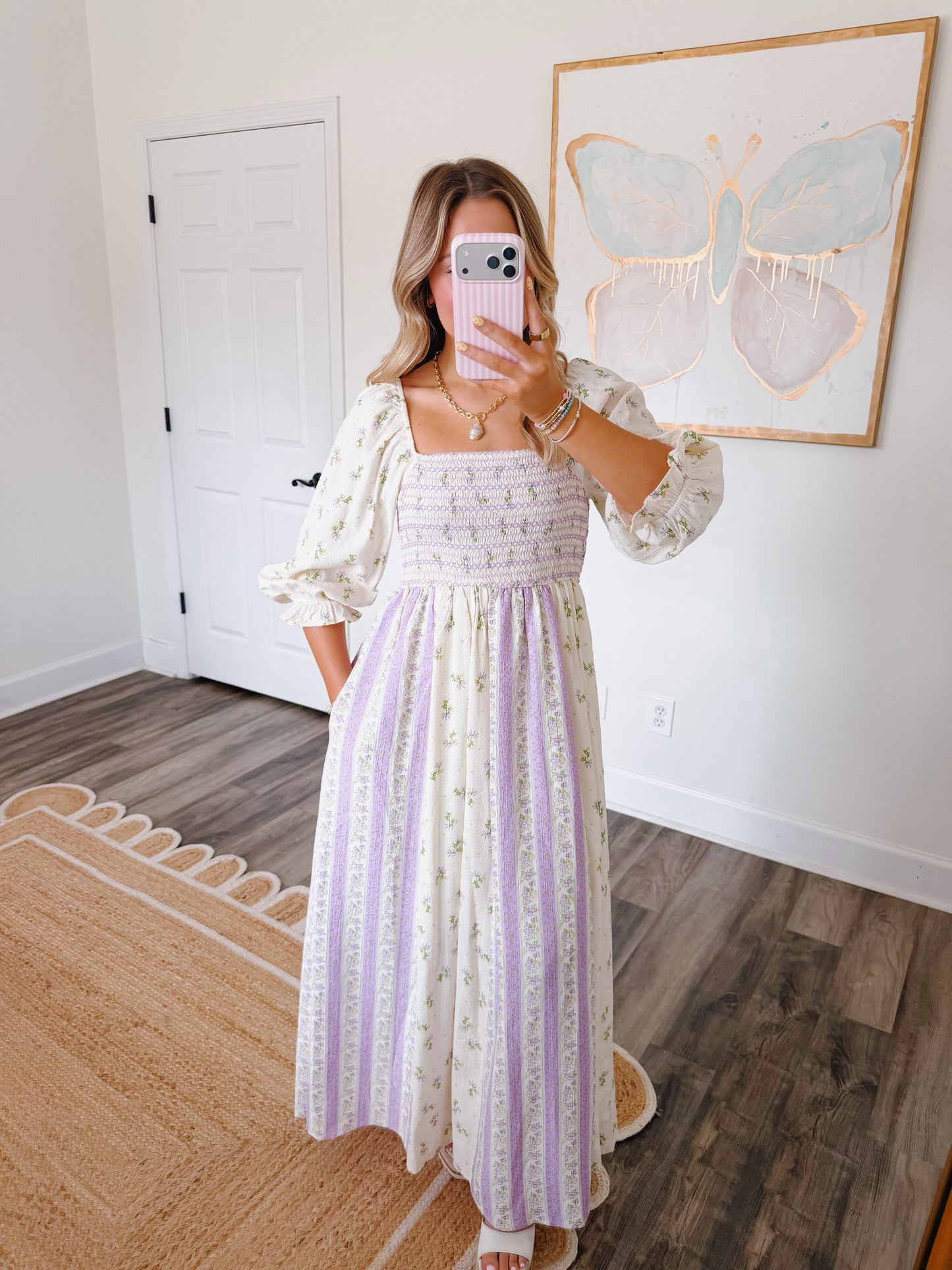 Lavender Smocked Maxi Dress