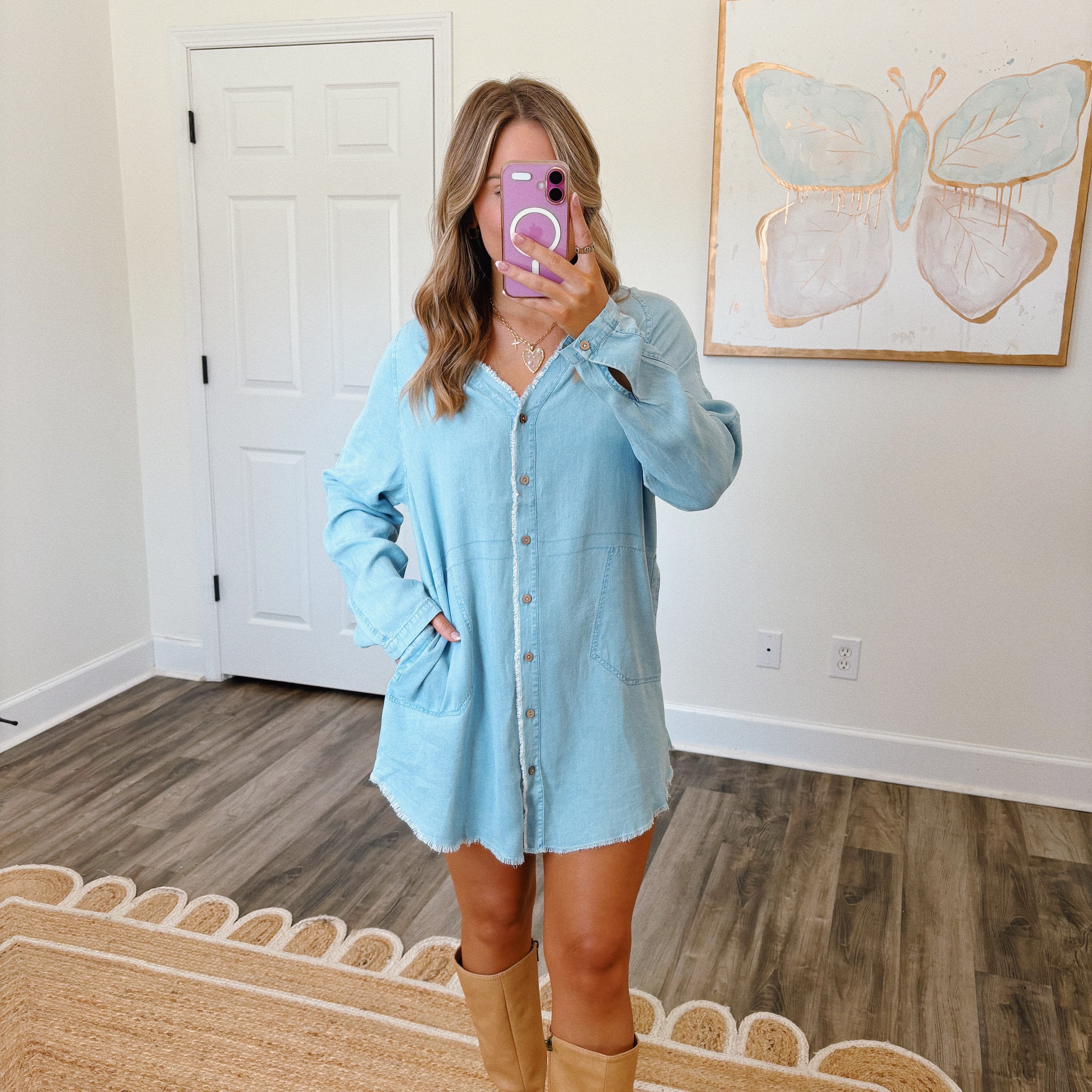 Light Wash Denim Tunic Dress