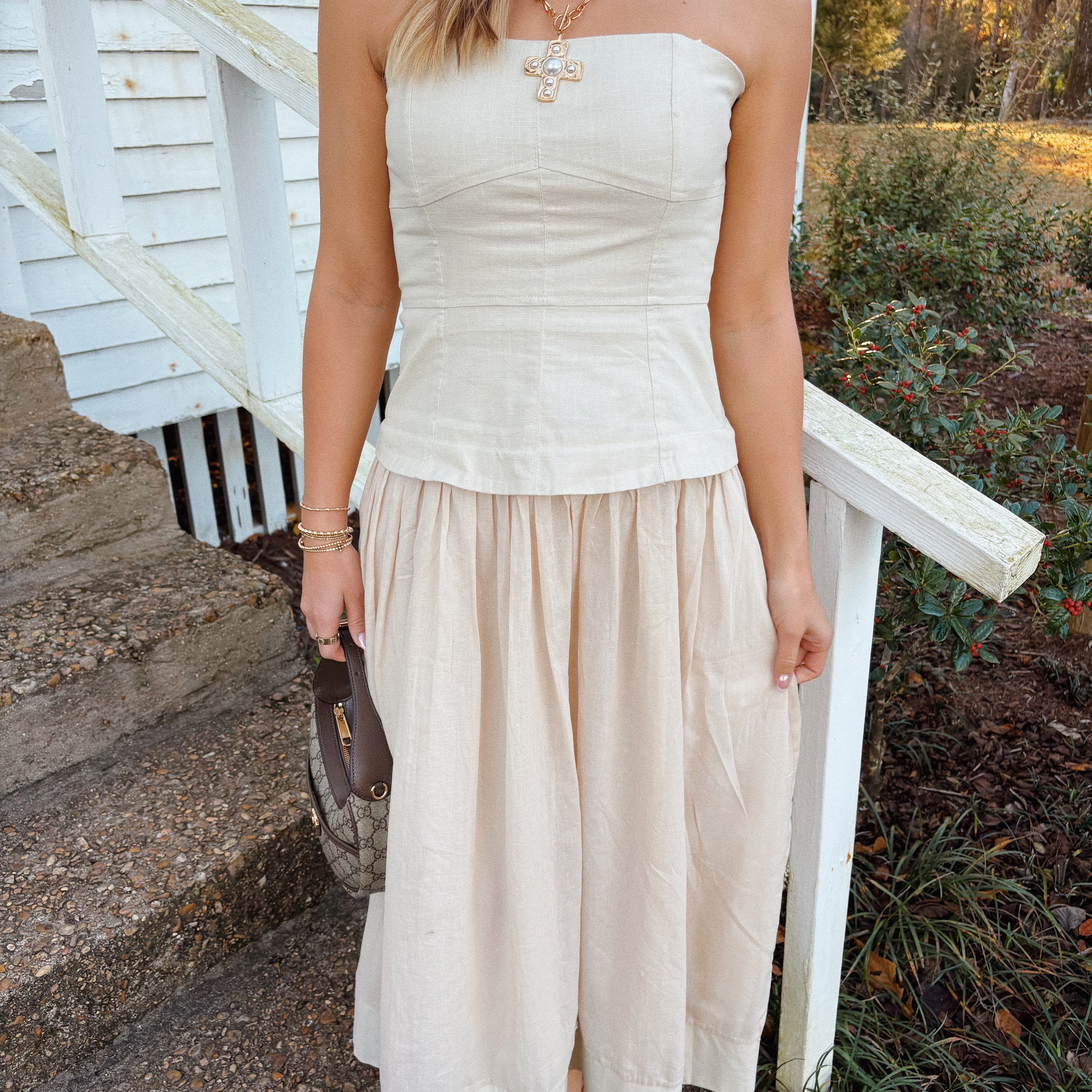 Micah Midi Dress in Ivory