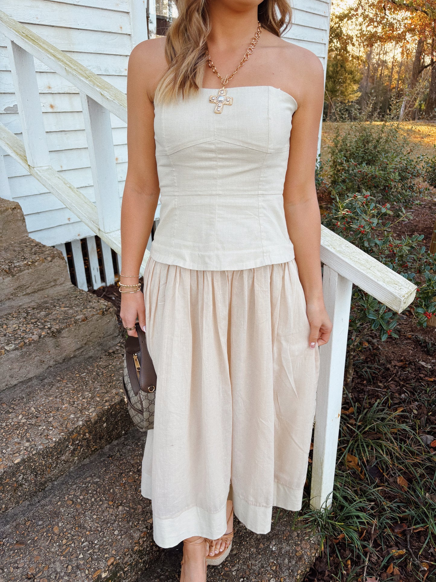 Micah Midi Dress in Ivory