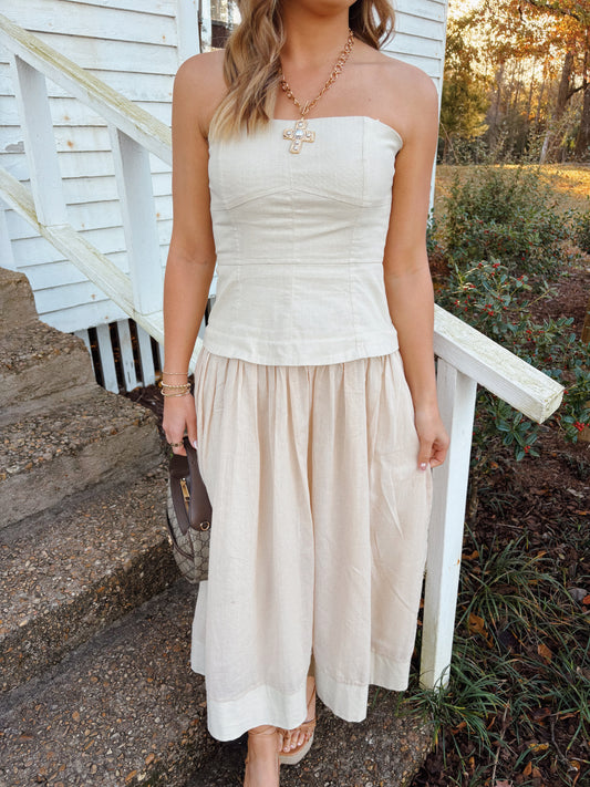 Micah Midi Dress in Ivory